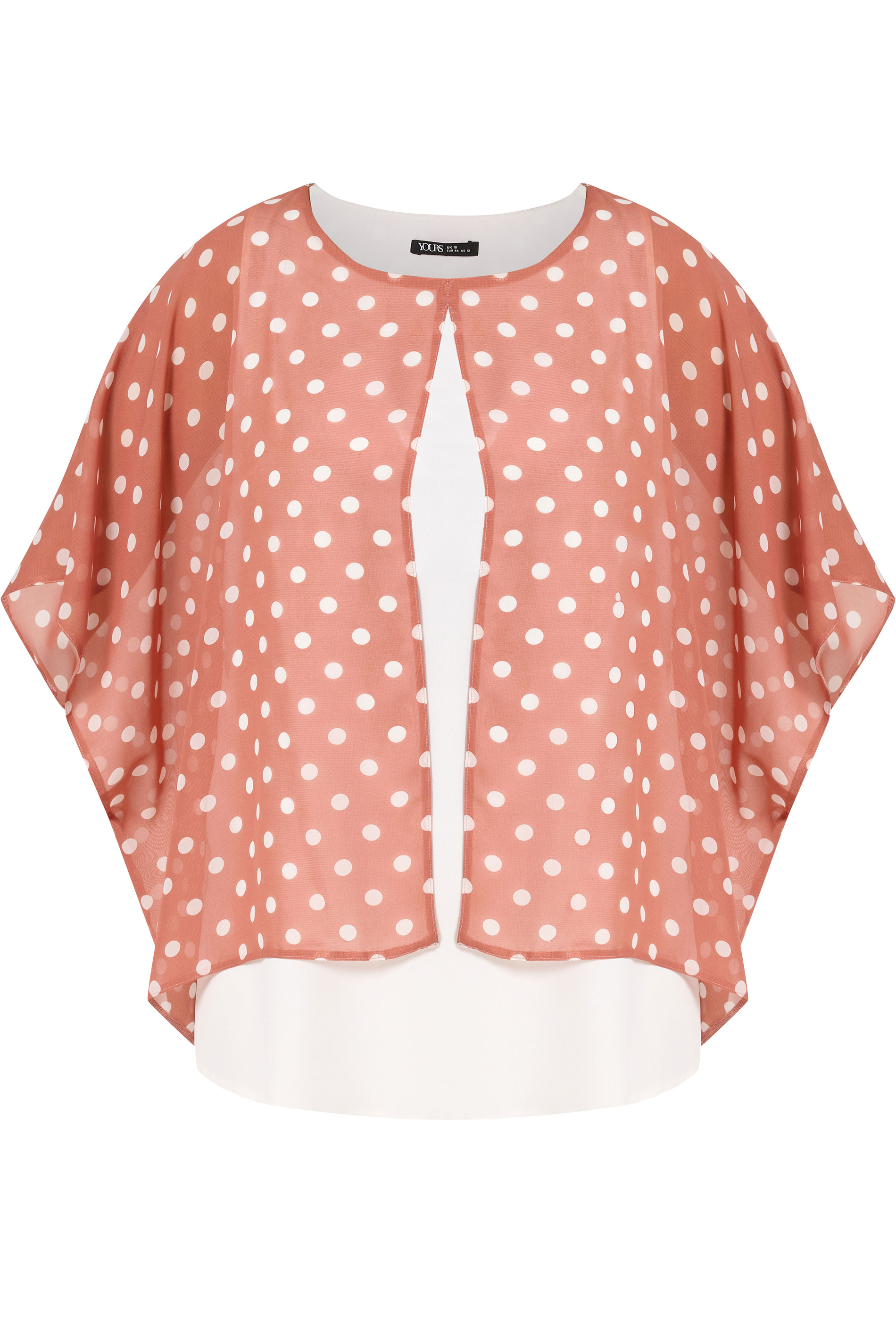 YOURS Plus Size Pink Polka Dot Double Layer Top | Yours Clothing 5