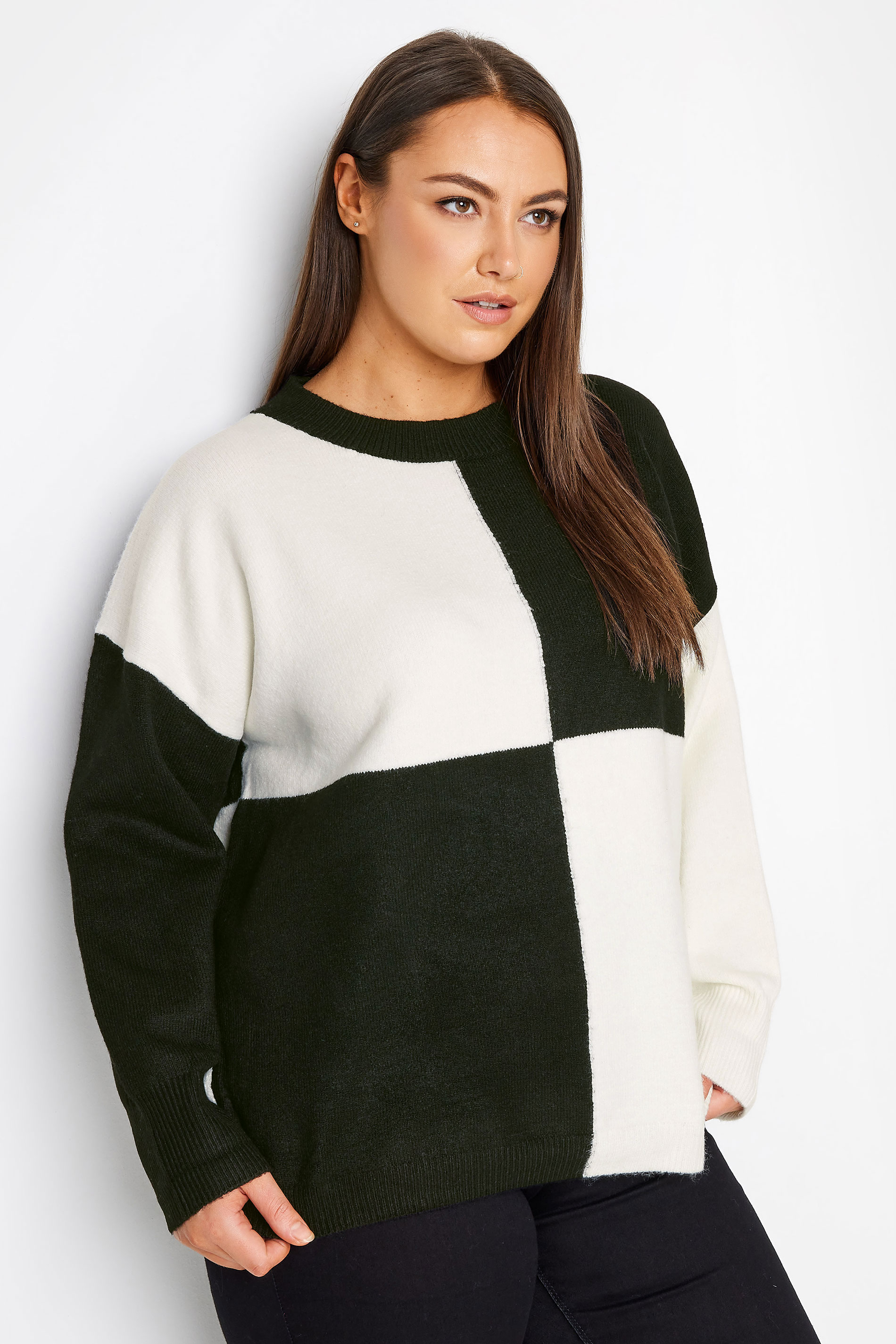 Evans Black and Ivory Checkerboard Jumper 1