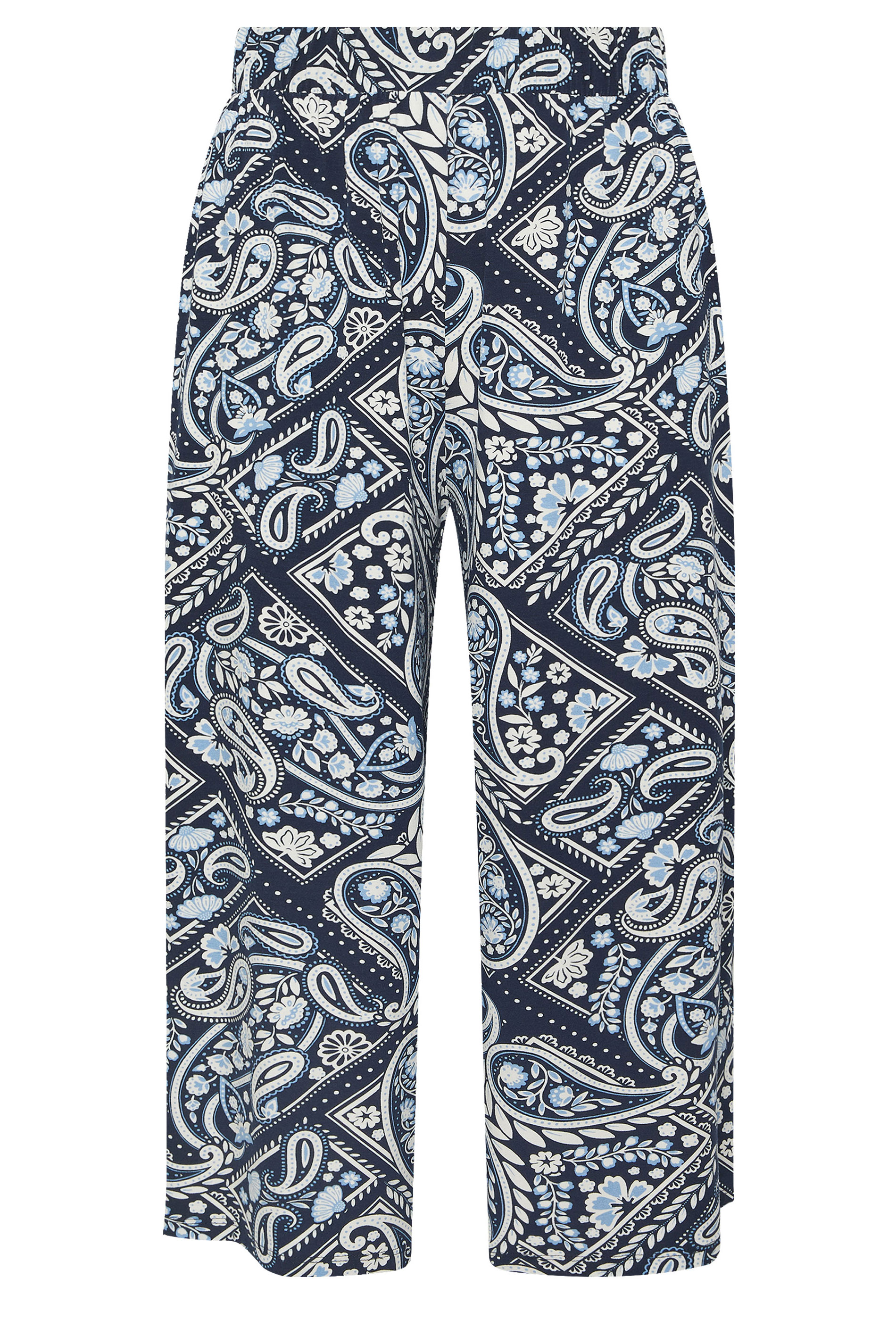 YOURS Plus Size Navy Blue Tile Print Midaxi Culottes | Yours Clothing 5