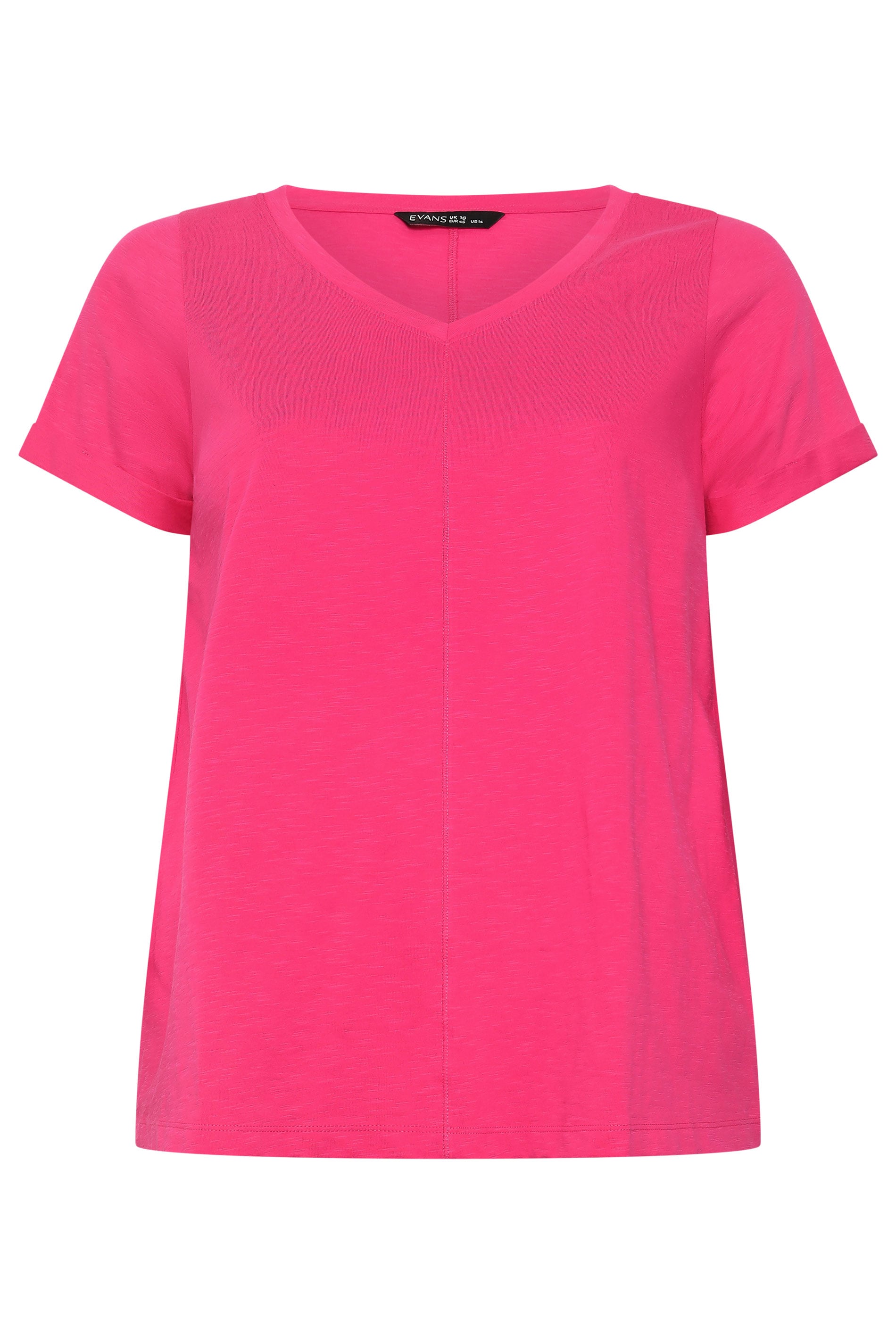 EVANS Plus Size Hot Pink Cotton T-Shirt | Evans 5