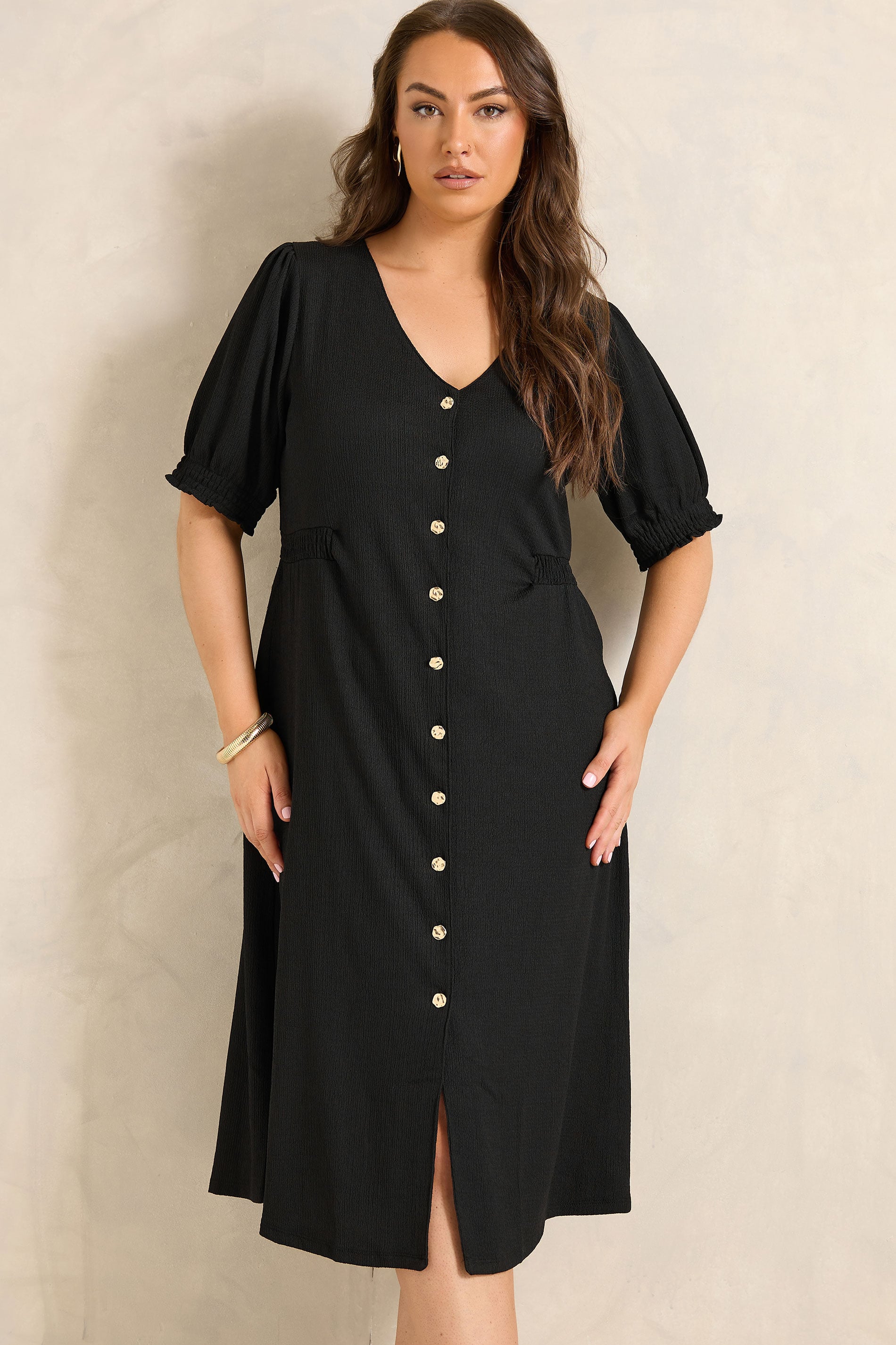 Evans Women's Black Curve Button Through Midi Dress Size 22-24