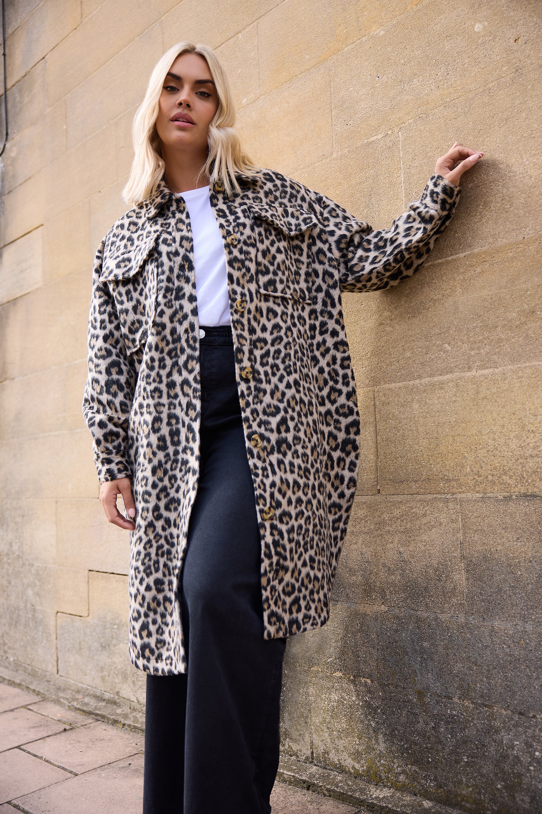 YOURS Plus Size Brown Leopard Print Longline Shacket | Yours Clothing 3