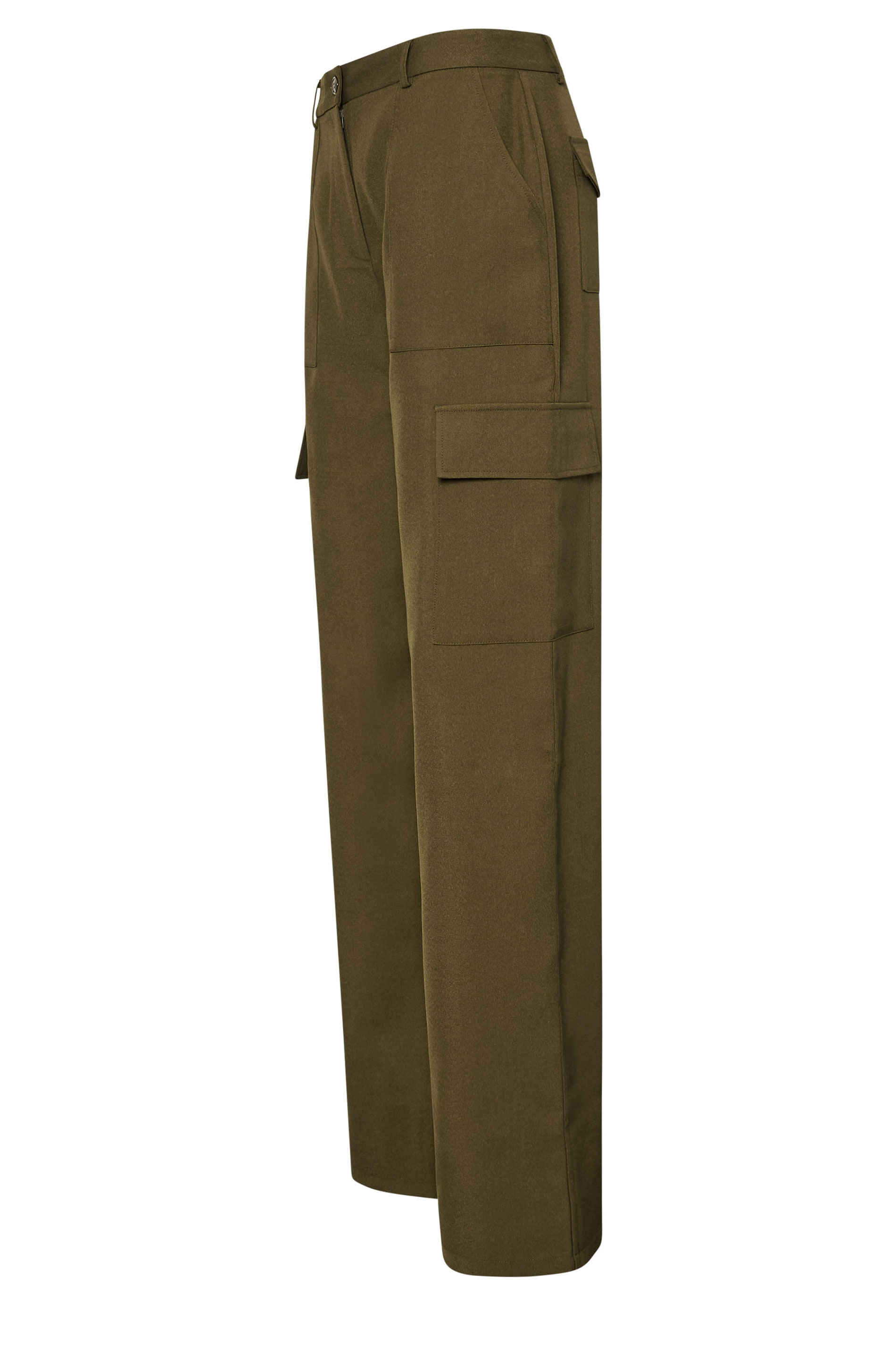 LTS Tall Khaki Green Tailored Cargo Pocket Wide Leg Trousers | Long Tall Sally 8