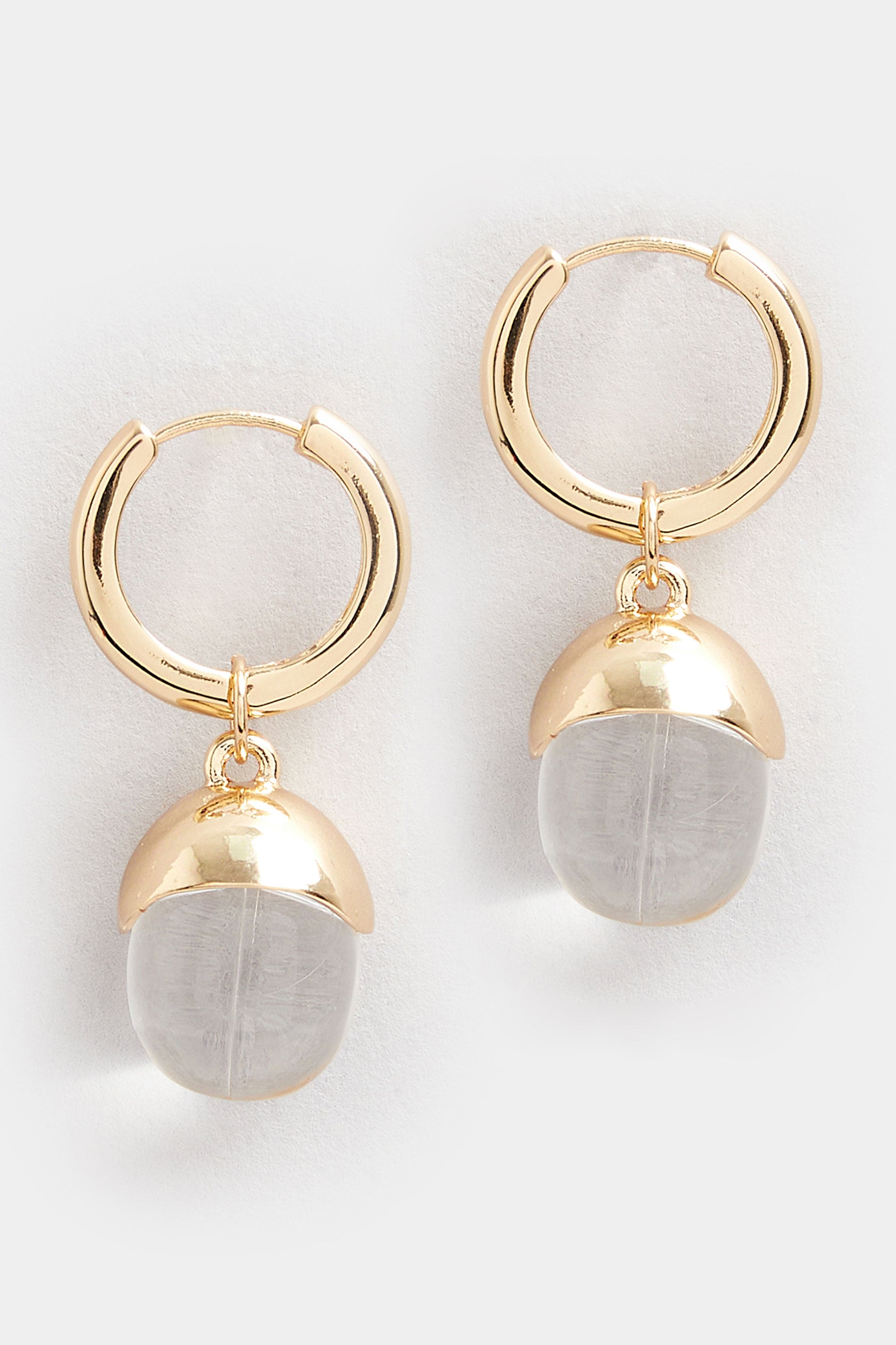 Gold Tone Gem Drop Hoop Earrings | Yours Clothing 3
