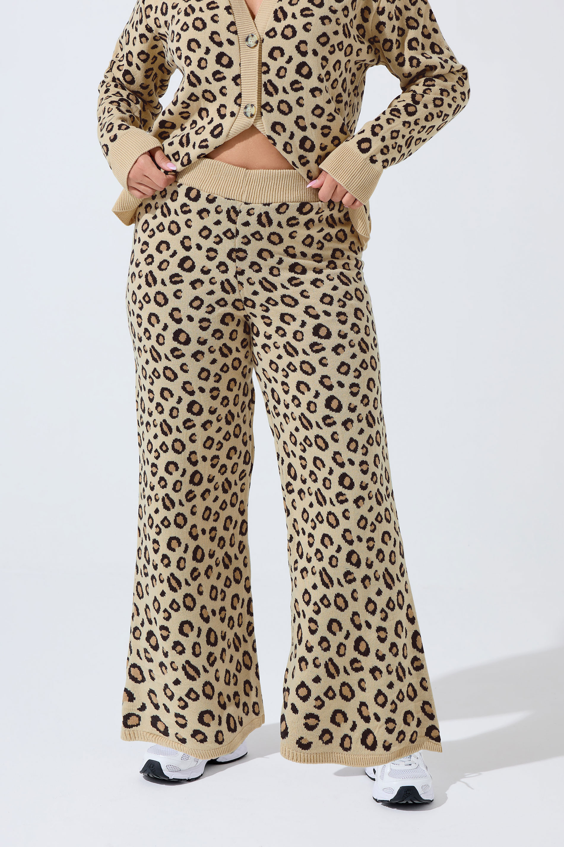 LIMITED COLLECTION Plus Size Natural Brown Leopard Print Wide Leg Trousers | Yours Clothing  1