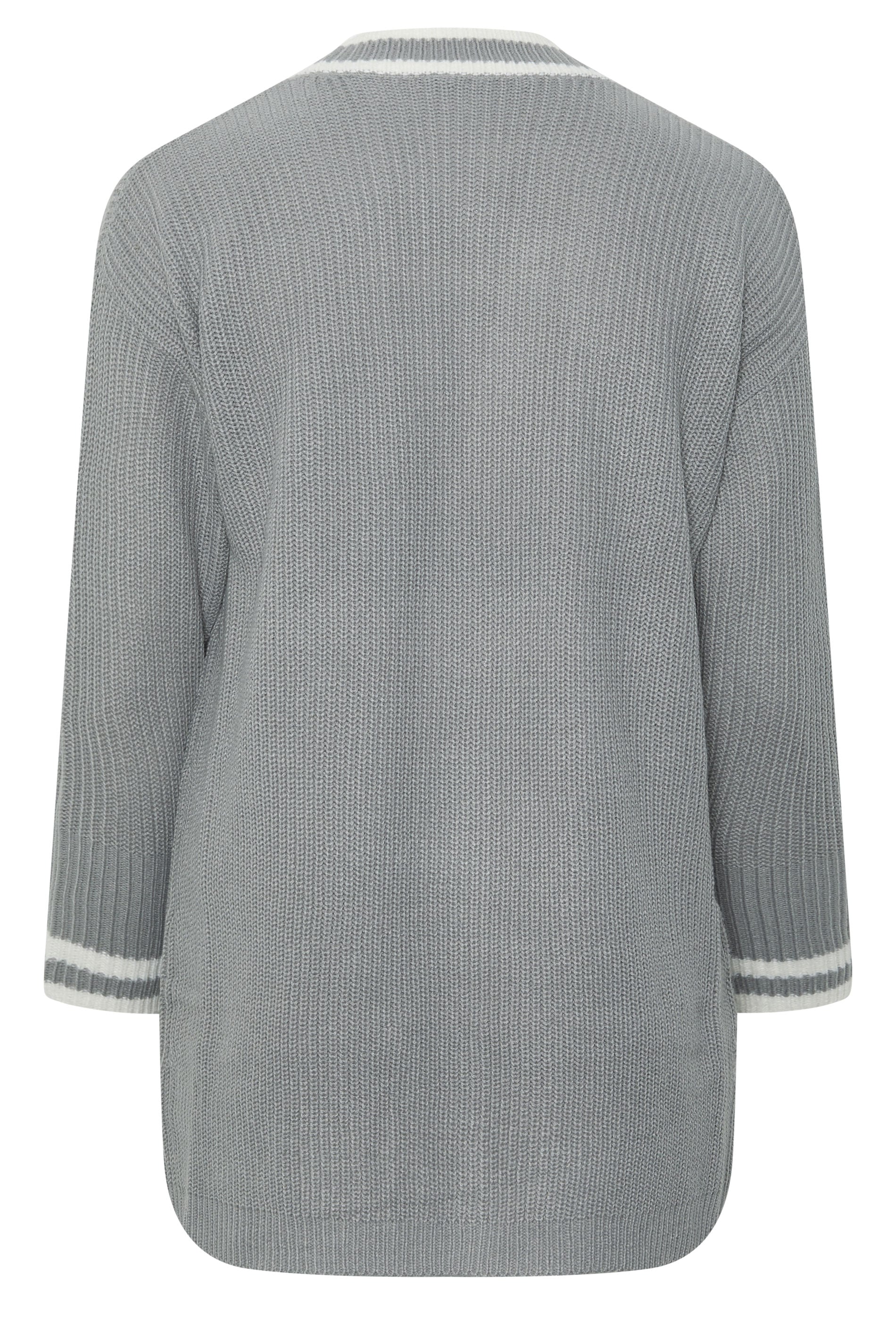 YOURS Plus Size Grey Contrast Edge Cardigan | Yours Clothing 2