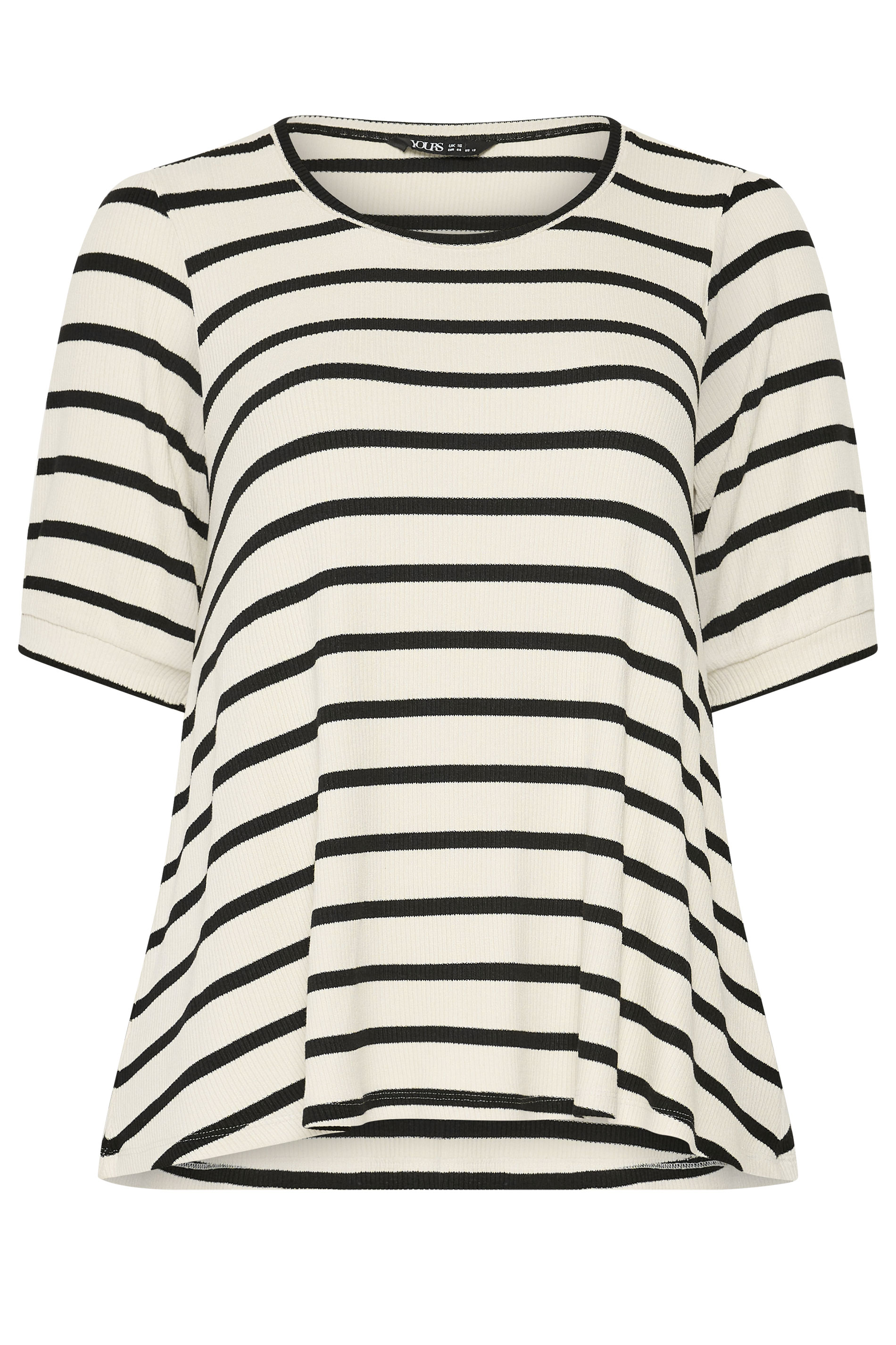 YOURS Plus Size Ivory White Stripe Puff Sleeve Top | Yours Clothing 5