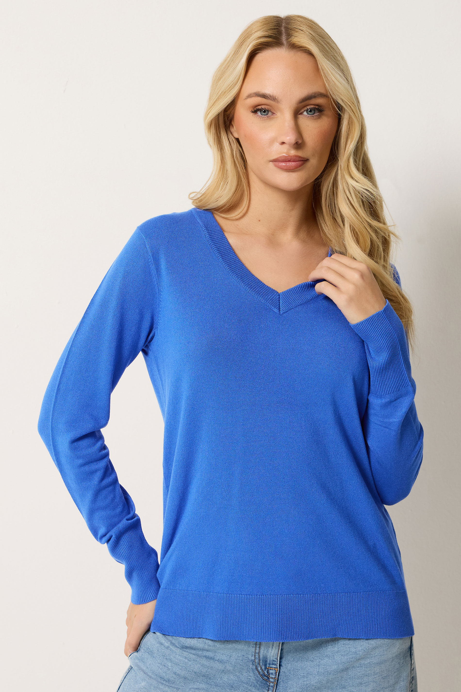 M&Co Cobalt Blue V-Neck Jumper | M&Co 3