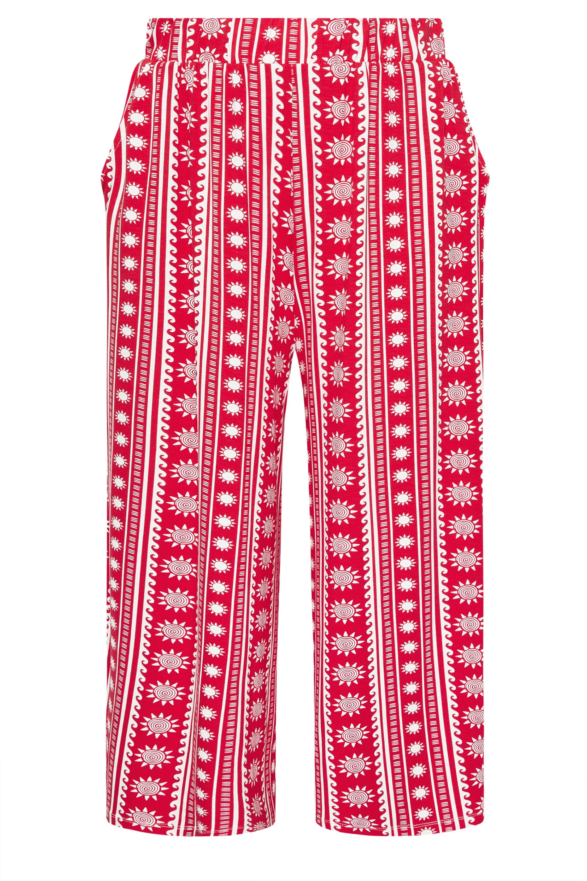 YOURS Plus Size Red Aztec Print Midaxi Culottes | Yours Clothing 5