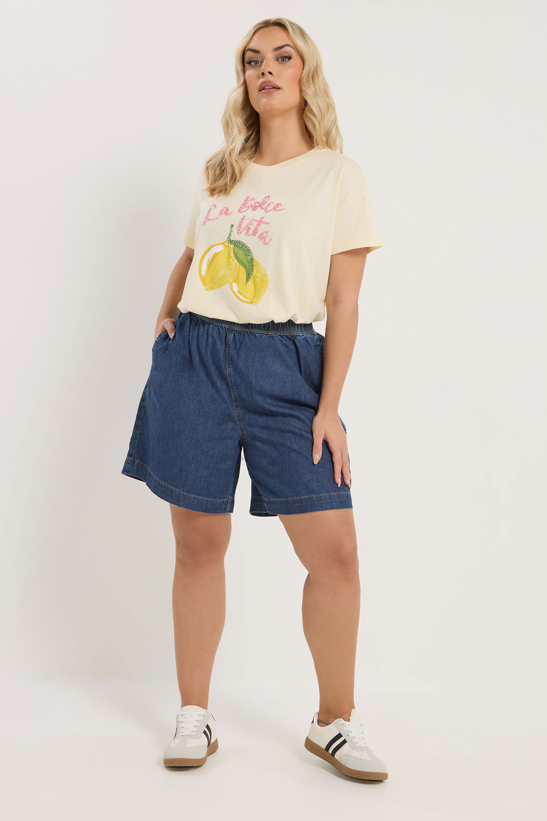 YOURS Plus Size Indigo Blue Denim Shorts | Yours Clothing 1