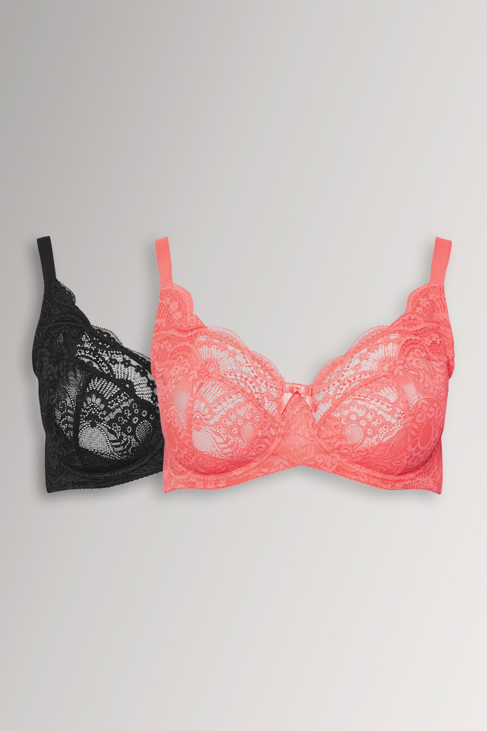 YOURSET 2 PACK Plus Size Black & Pink Lace Underwired Bras | Yours Clothing 3