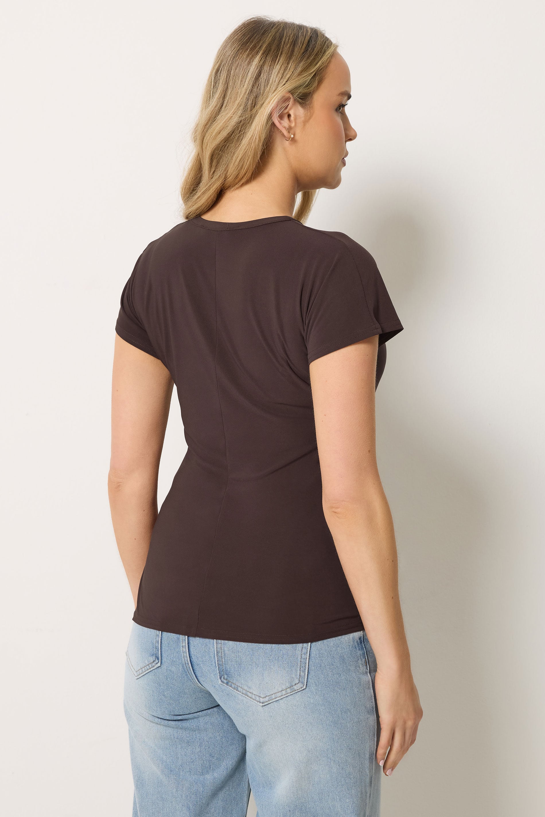 LTS Tall Women's Chocolate Brown Asymmetric Ruched Top | Long Tall Sally 2