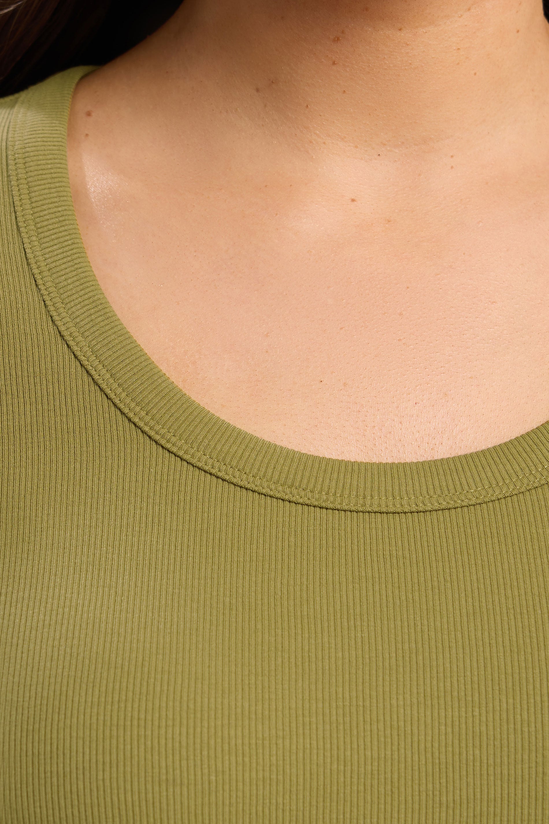 YOURS Plus Size Green Ribbed Scoop Neck Top | Yours Clothing 4