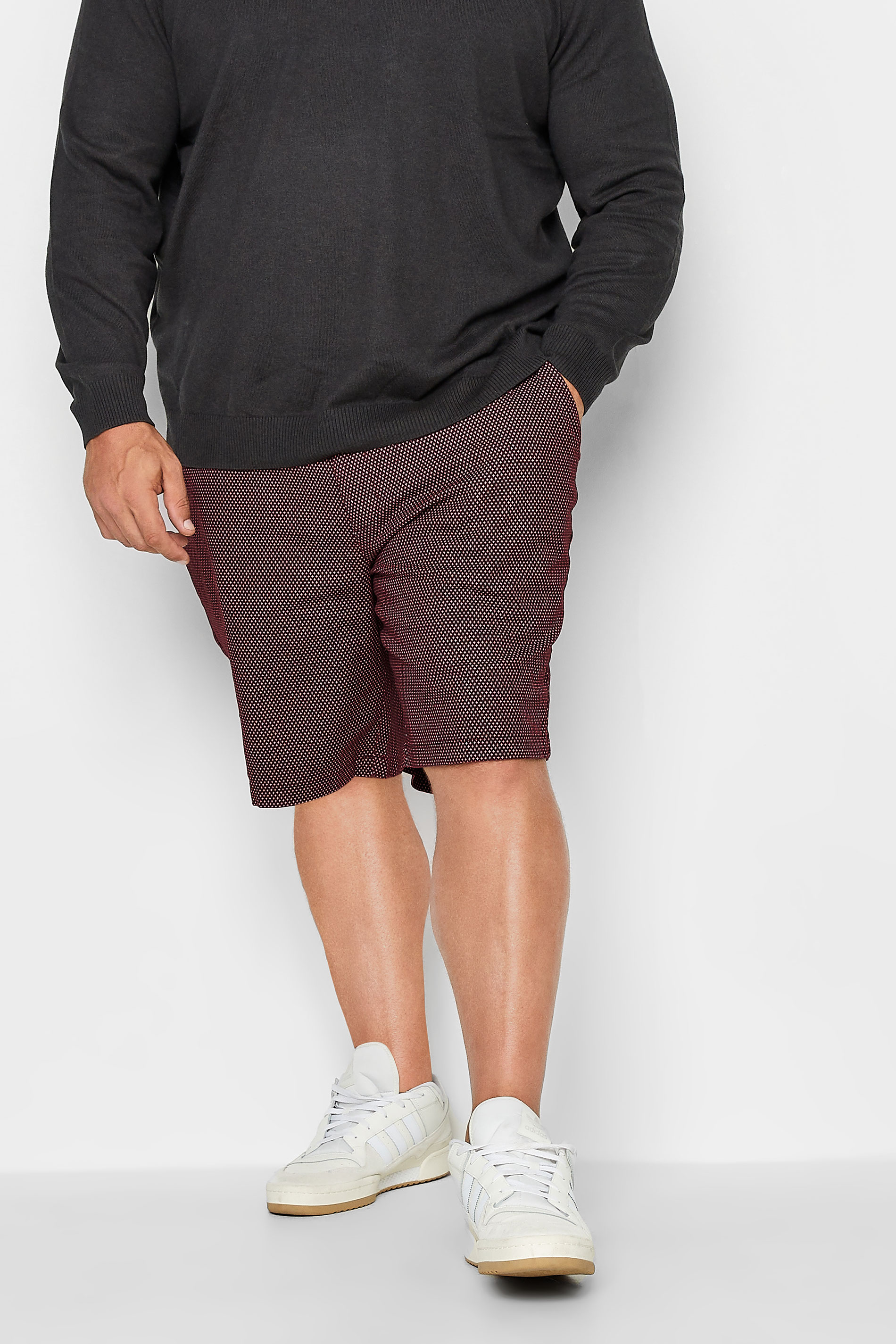 BadRhino Big & Tall Burgundy Red Geometric Print Stretch Chino Shorts | BadRhino 3
