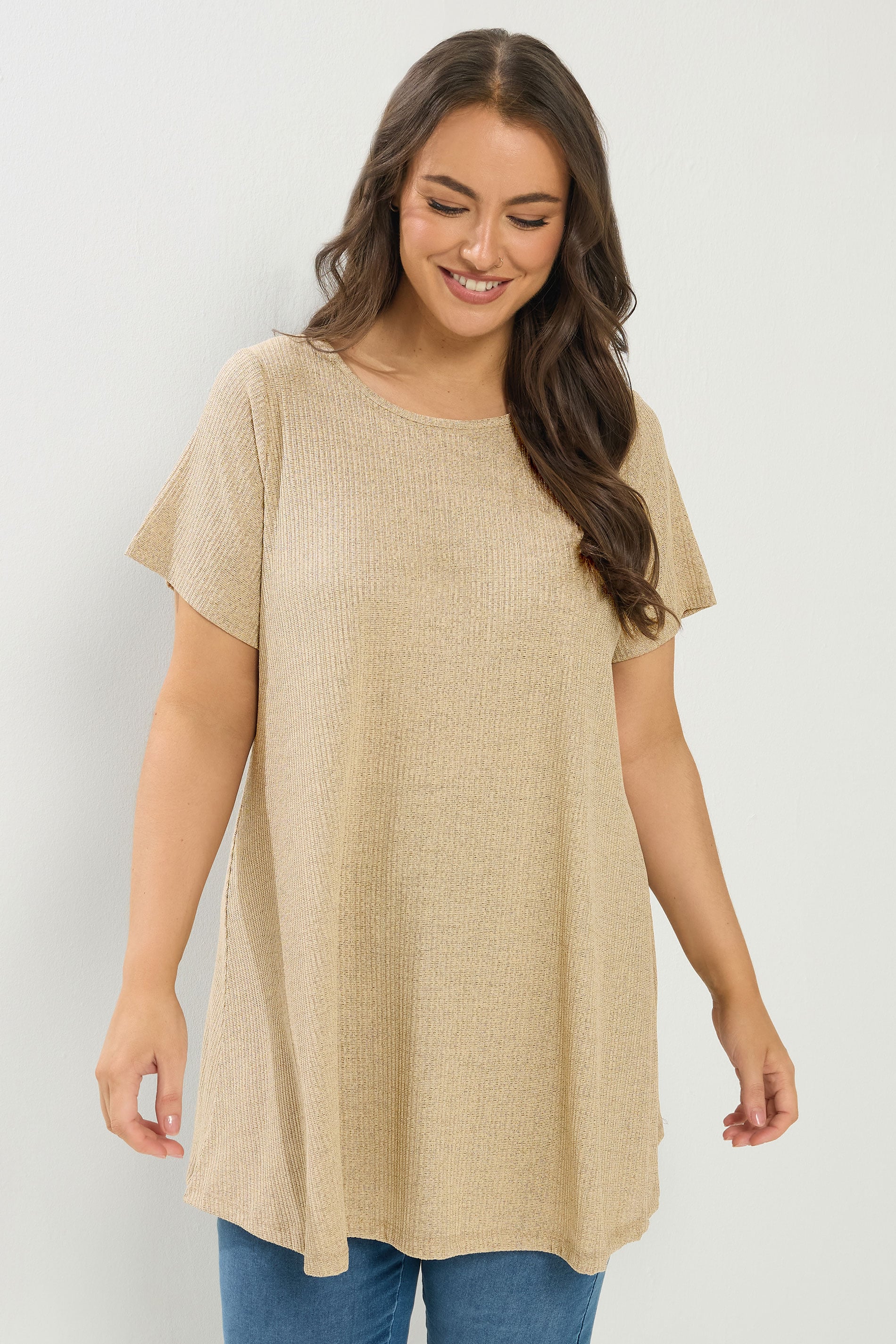 YOURS Plus Size Light Blue Ribbed Soft Touch T-Shirt | Yours Clothing 3
