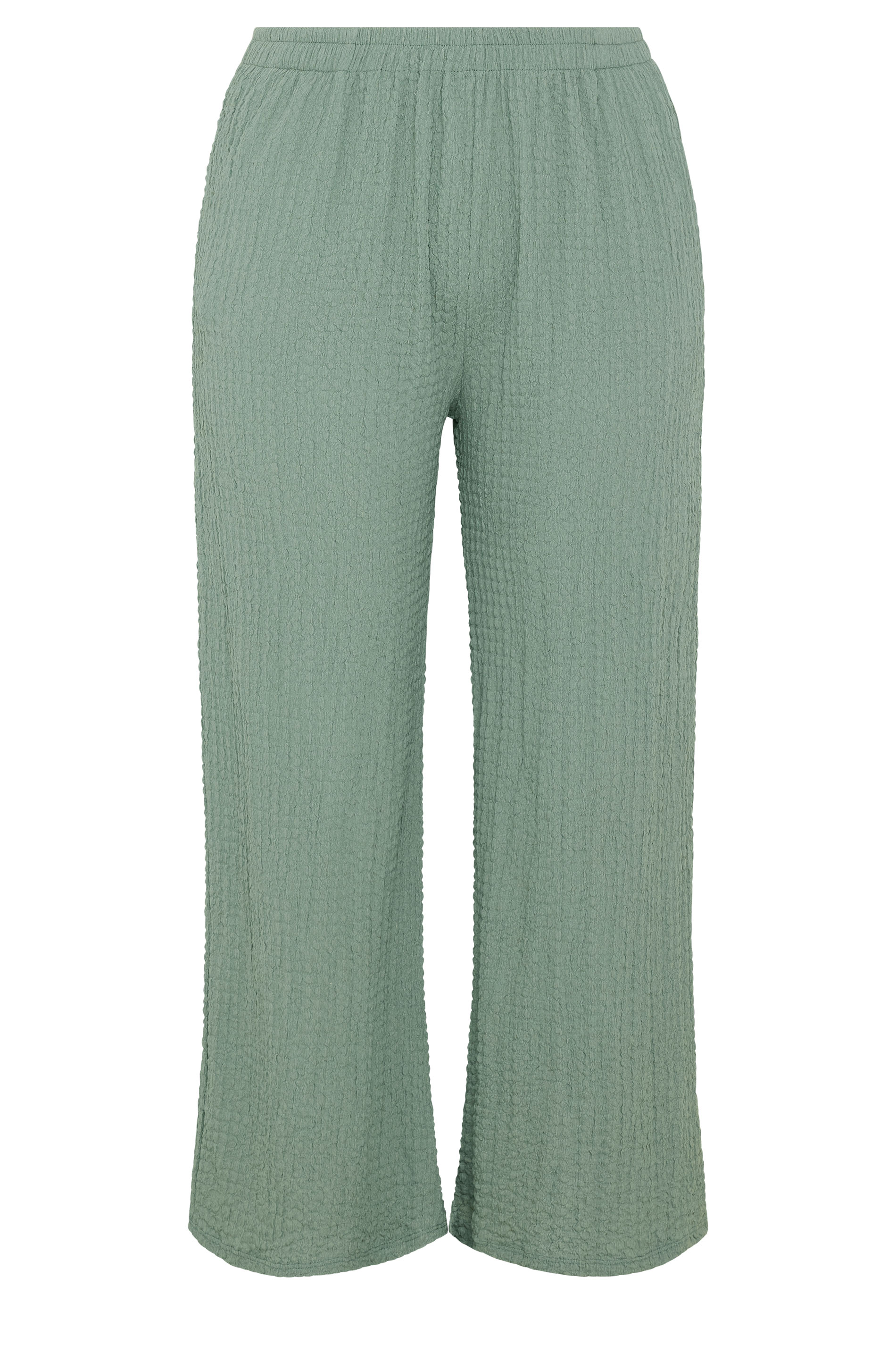 YOURS Plus Size Sage Green Bubble Textured Trousers | Yours Clothing 5