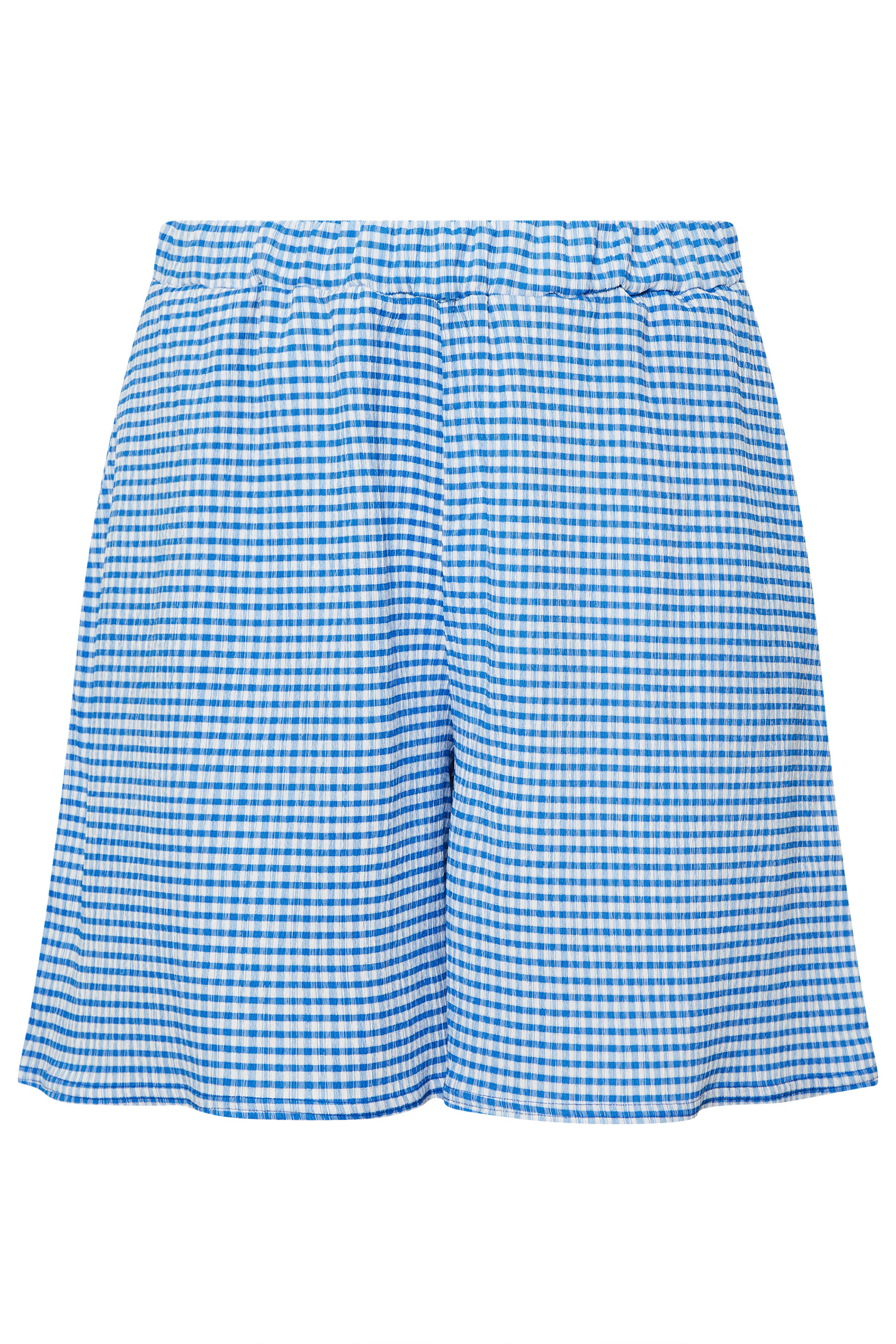 YOURS Plus Size Blue Gingham Textured Shorts | Yours Clothing 5