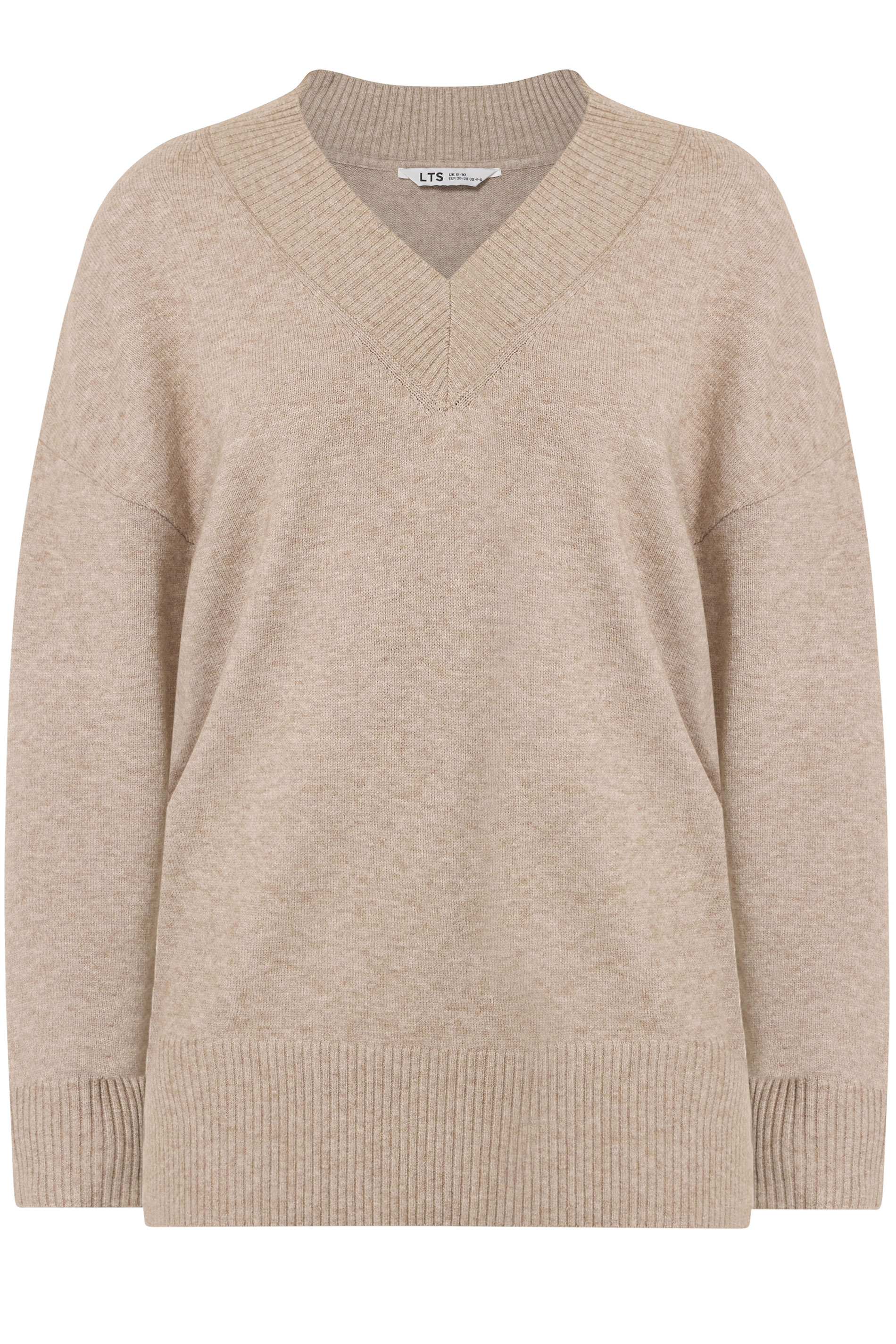 LTS Tall Women's Natural Brown V-Neck Knitted Jumper | Long Tall Sally 5