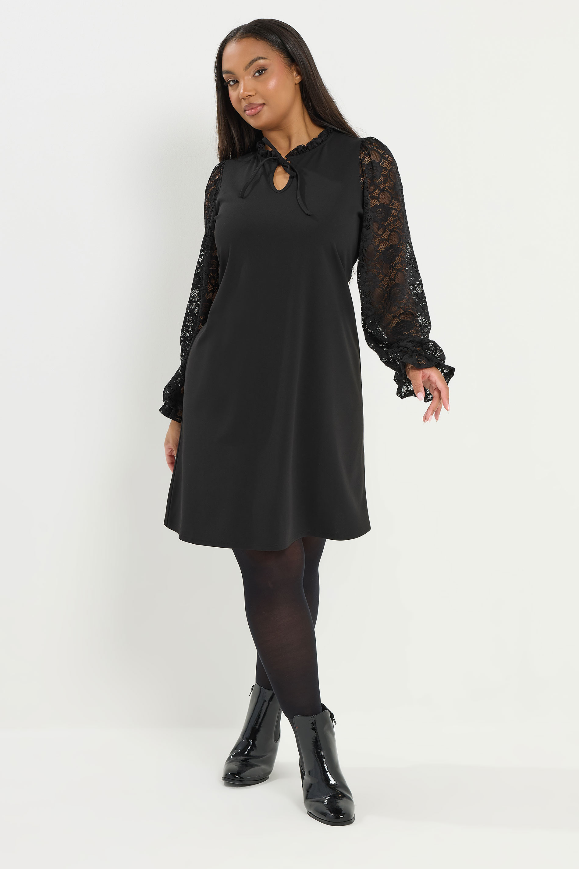 YOURS Plus Size Black Lace Mini Dress | Yours Clothing 3