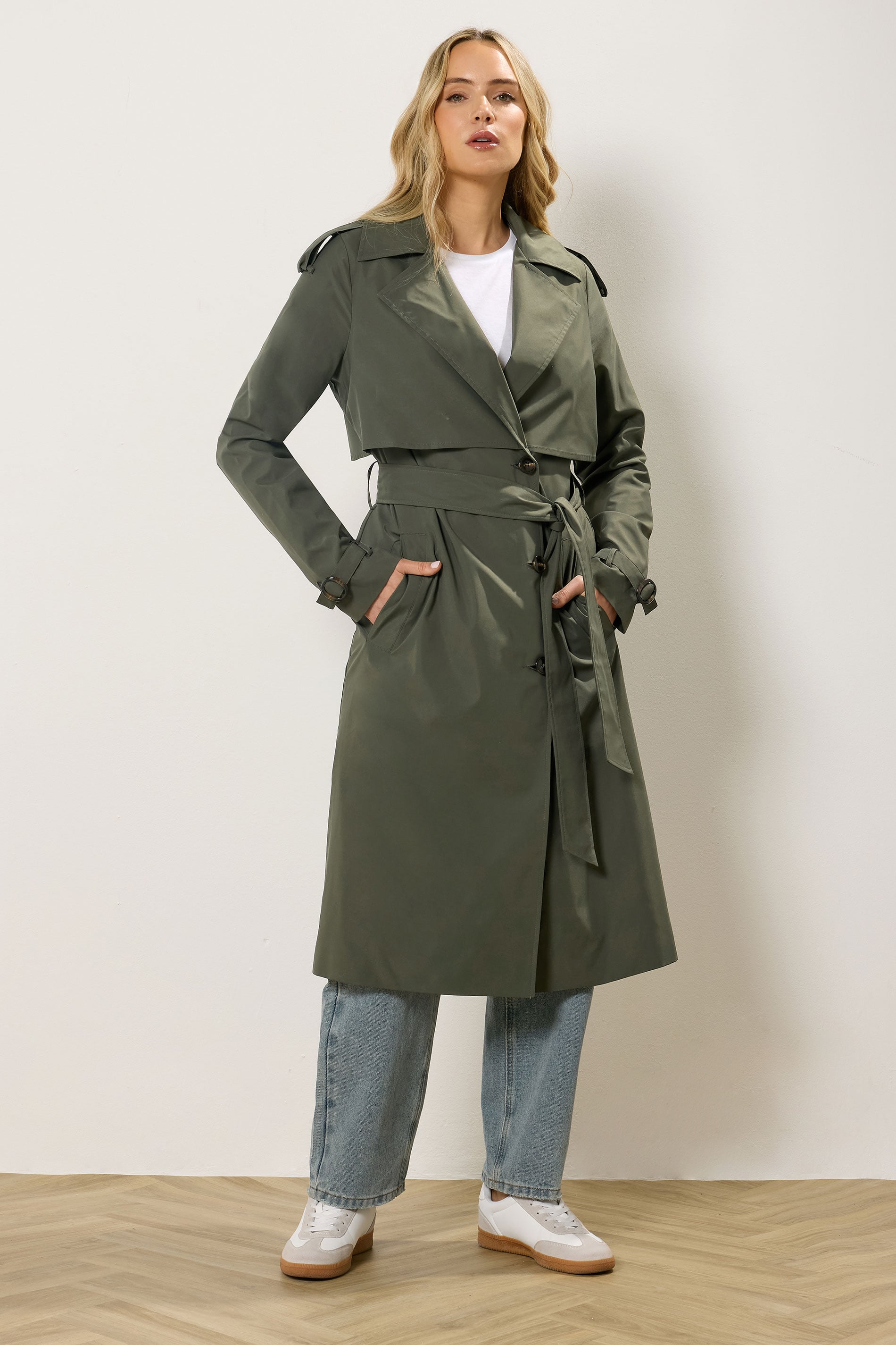 LTS Tall Women's Khaki Green Trench Coat | Long Tall Sally 1