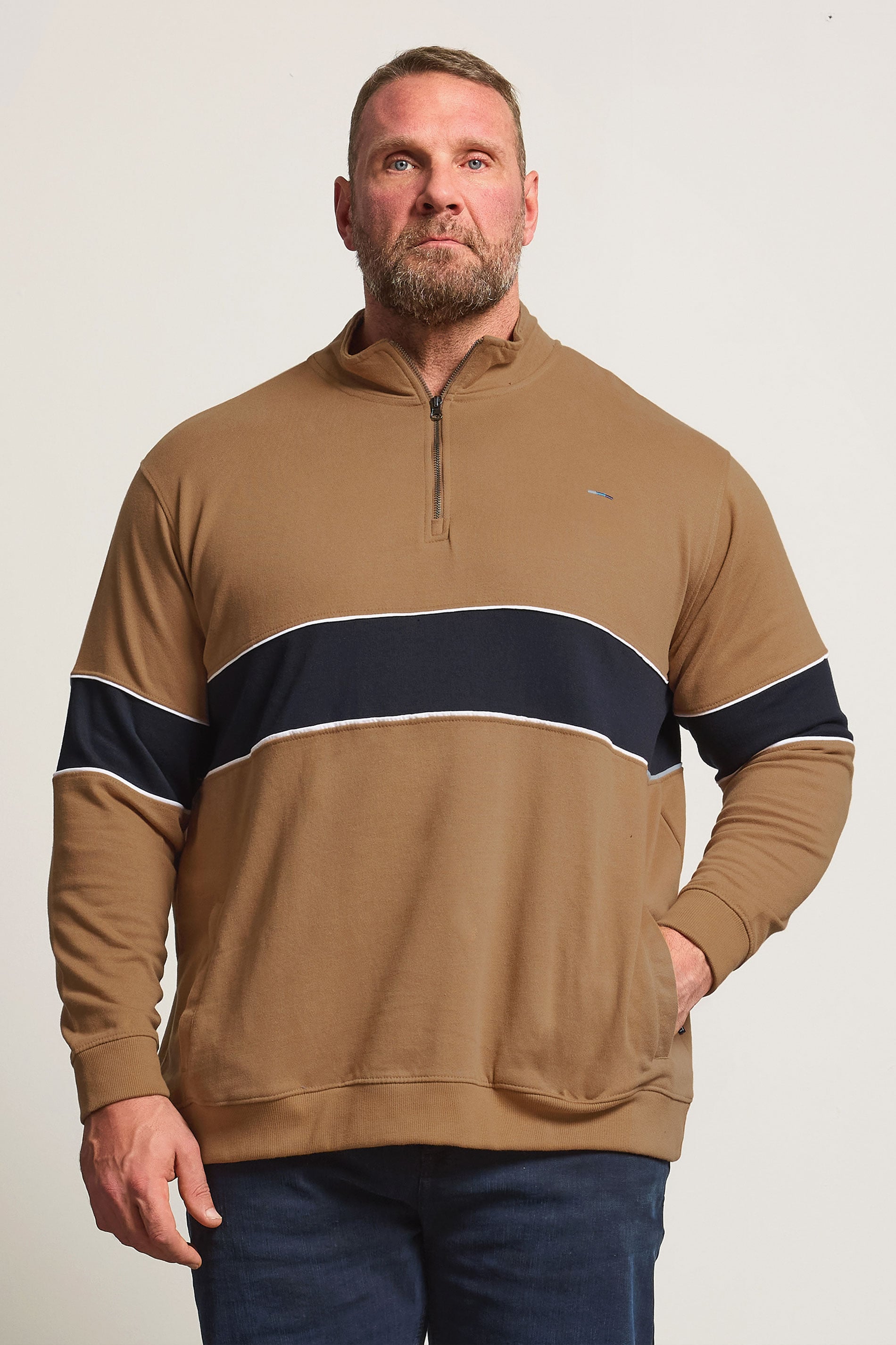 BadRhino Big & Tall Tan Brown Quarter Zip Sweatshirt | BadRhino 3
