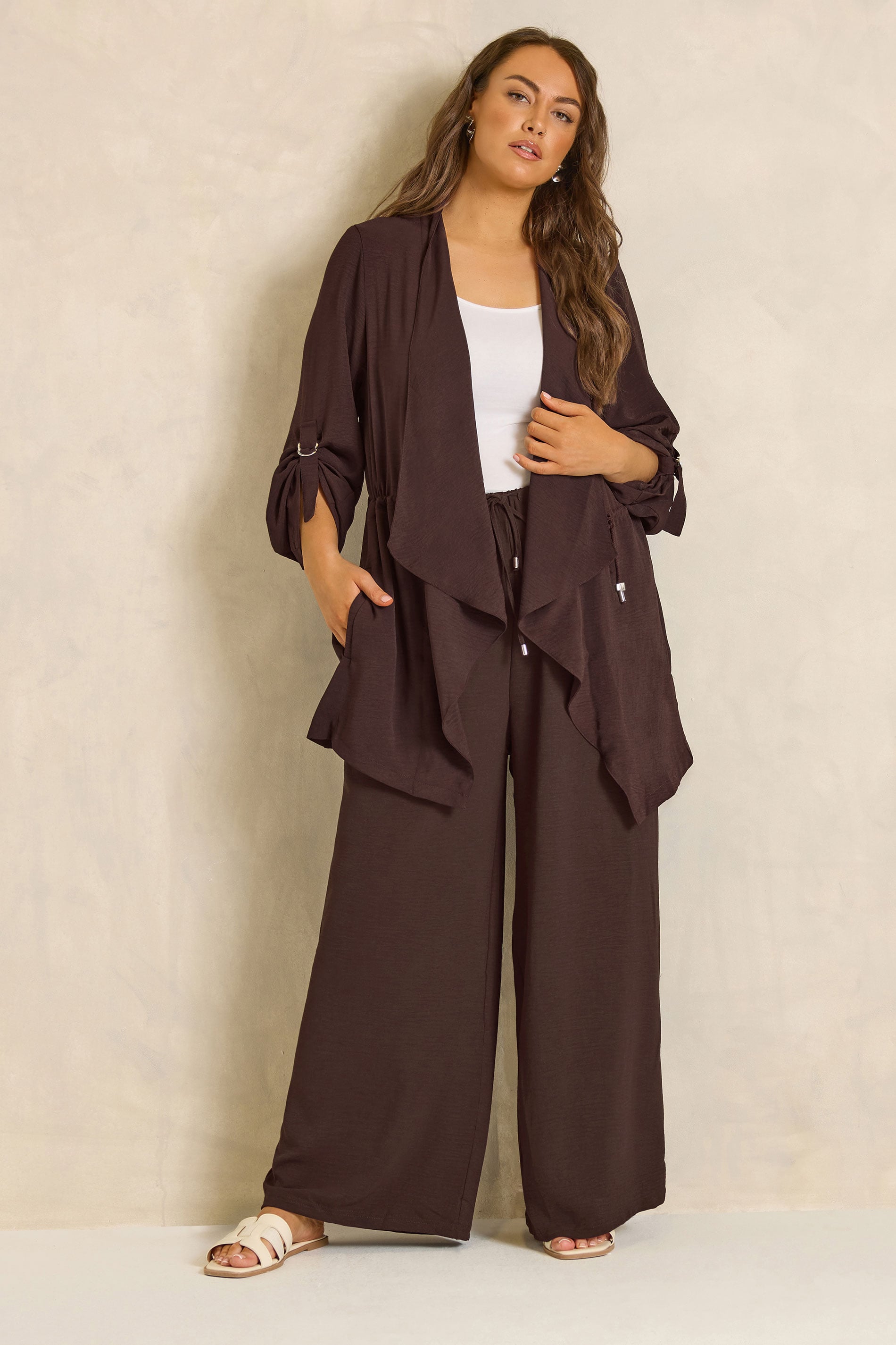 Evans Women's Brown Plus Jacket & Trouser Chocolate Set Size 18