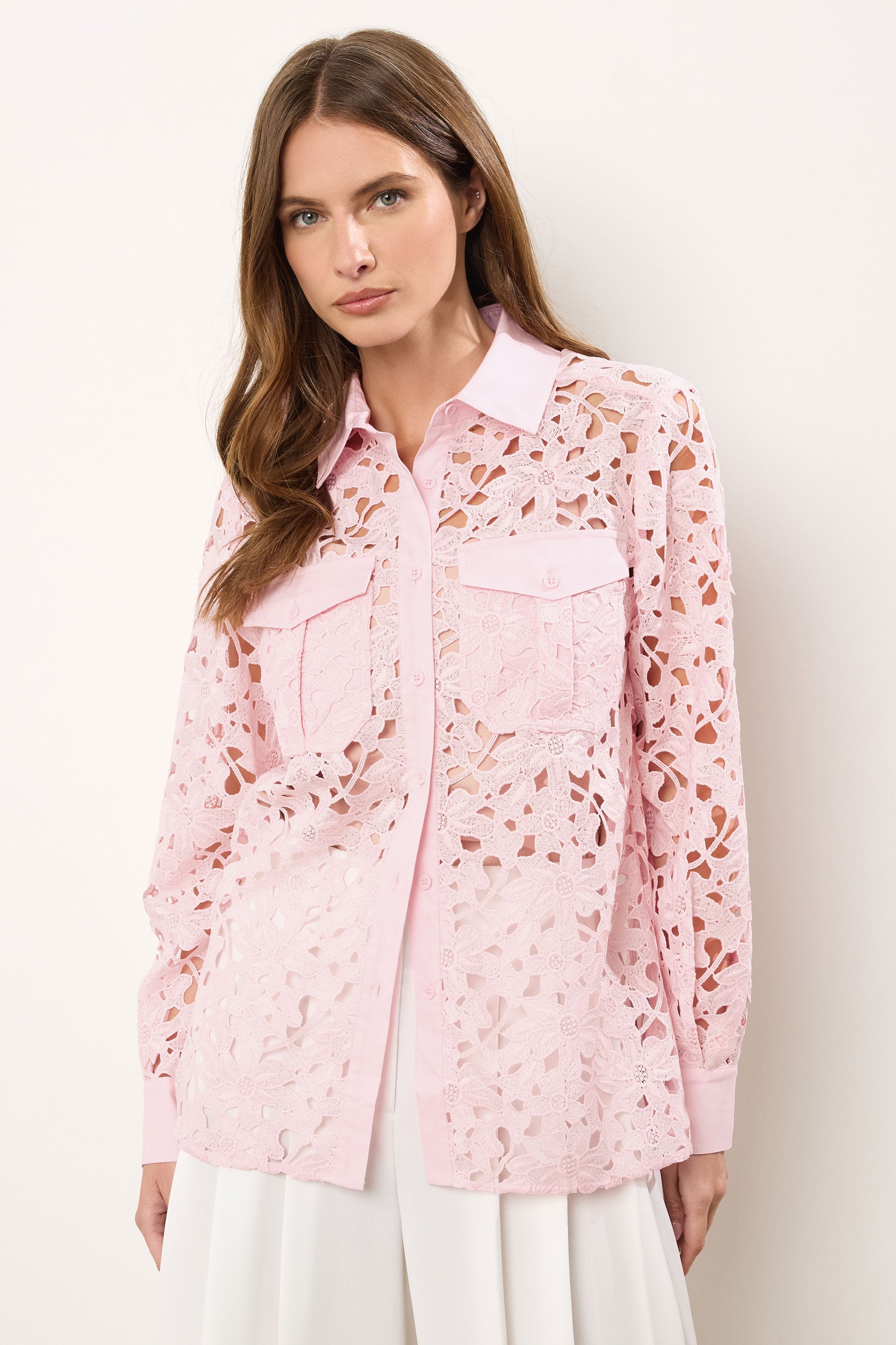 STAR Pink Lace Button Through Shirt | StarByJM 2