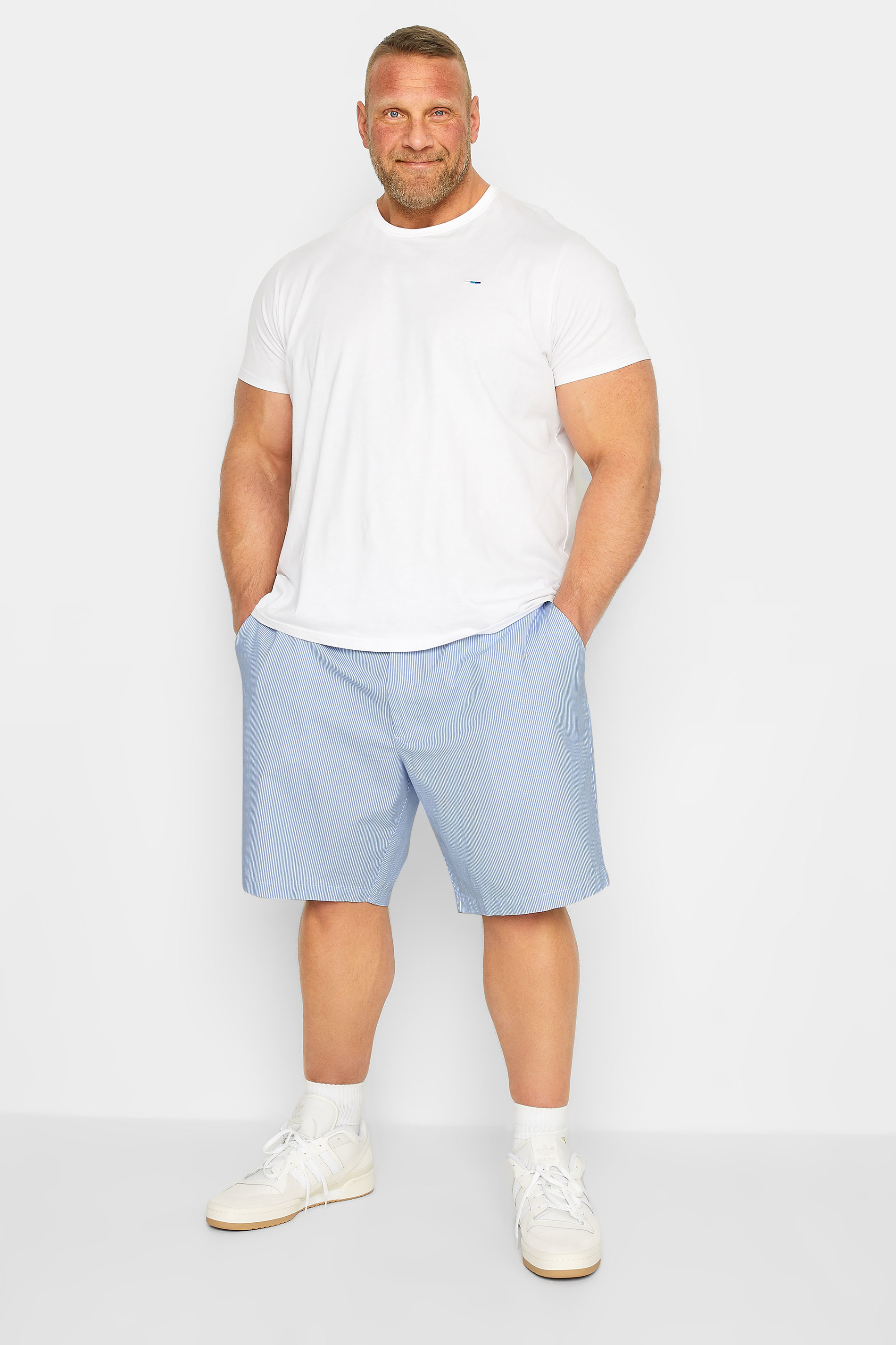 BadRhino Big & Tall Mens Light Blue Stripe Chino Shorts | BadRhino  1