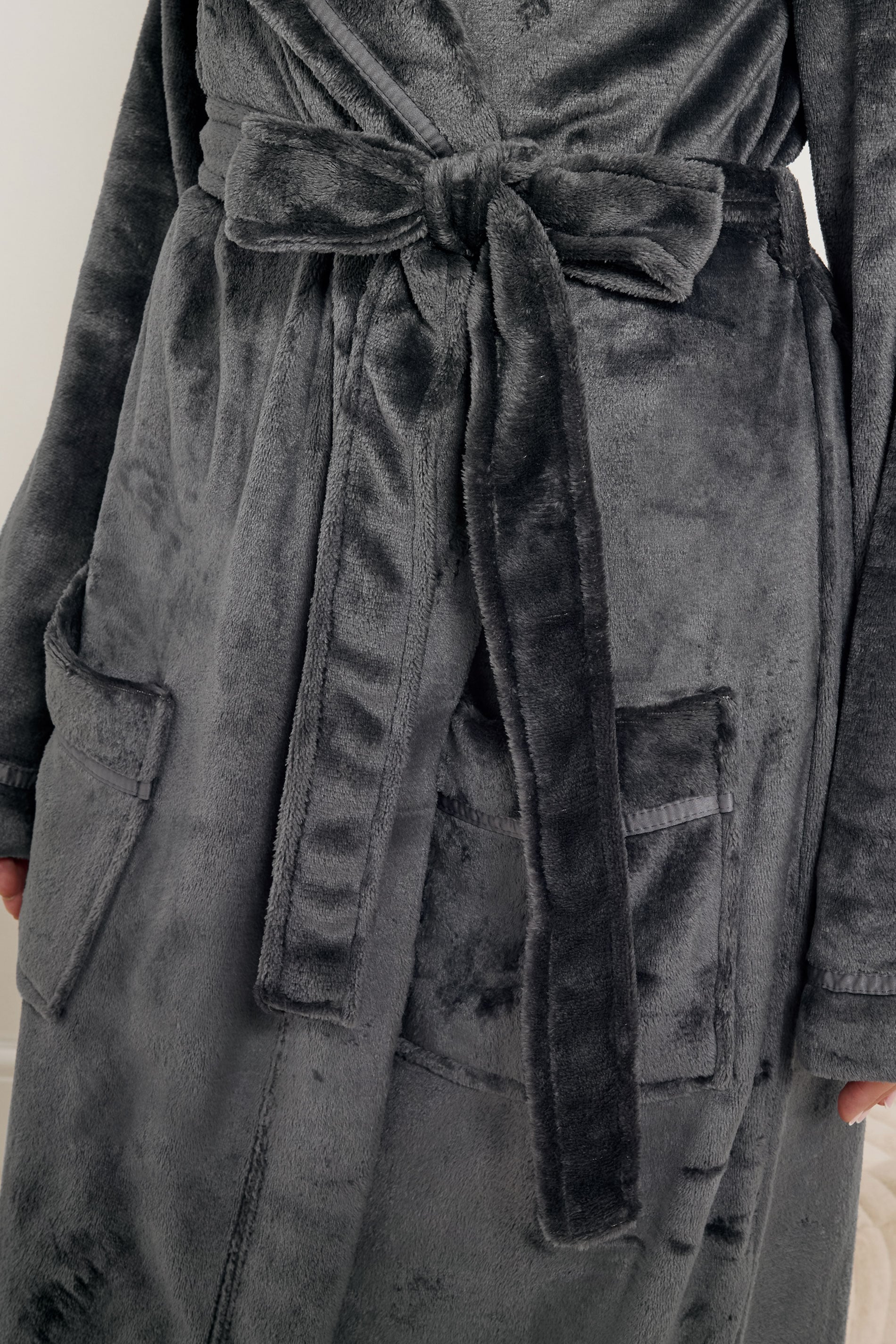 LTS Tall Charcoal Grey Shawl Collar Maxi Dressing Gown | Long Tall Sally 4