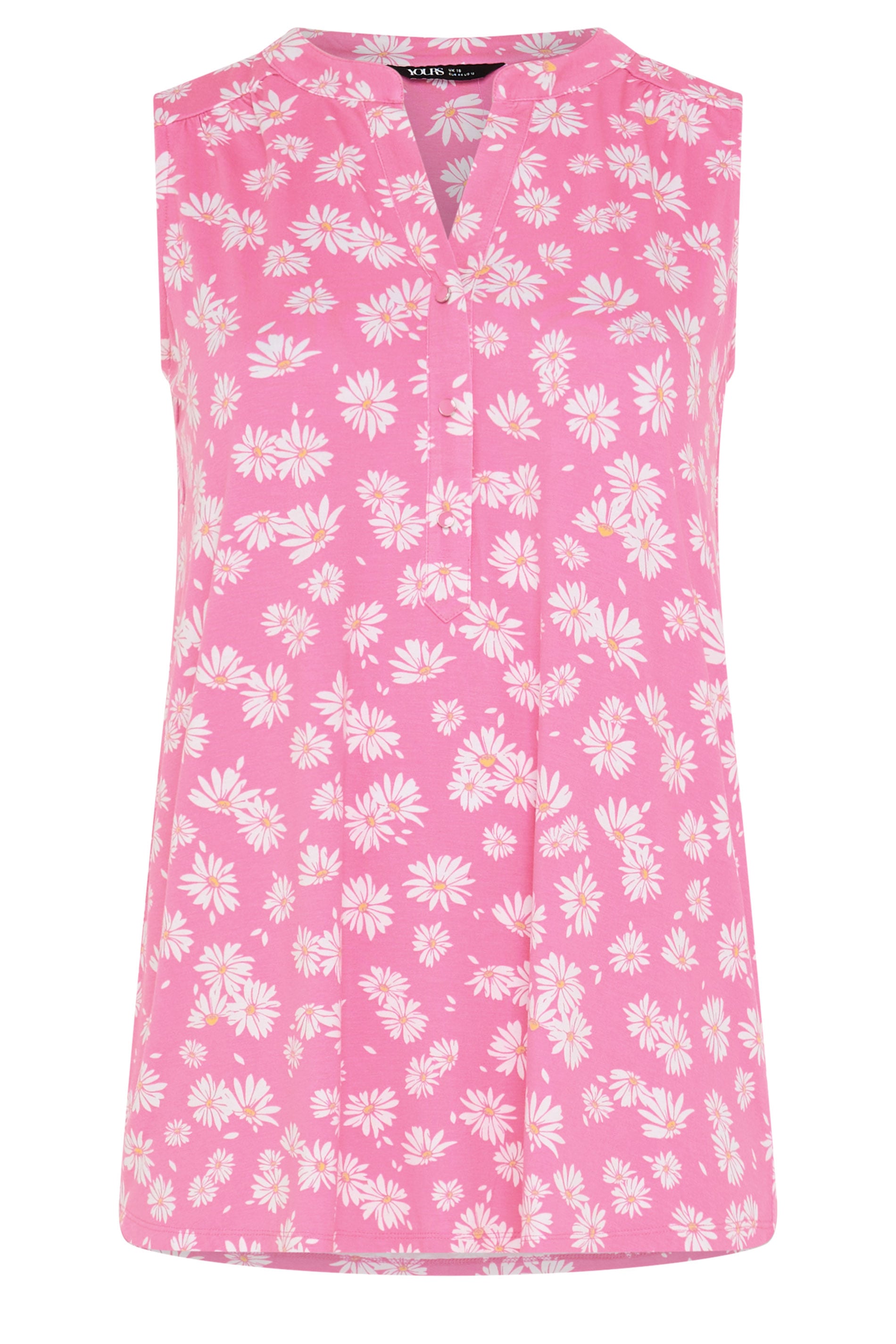 YOURS Plus Size Pink Daisy Sleeveless Swing Blouse | Yours Clothing 5