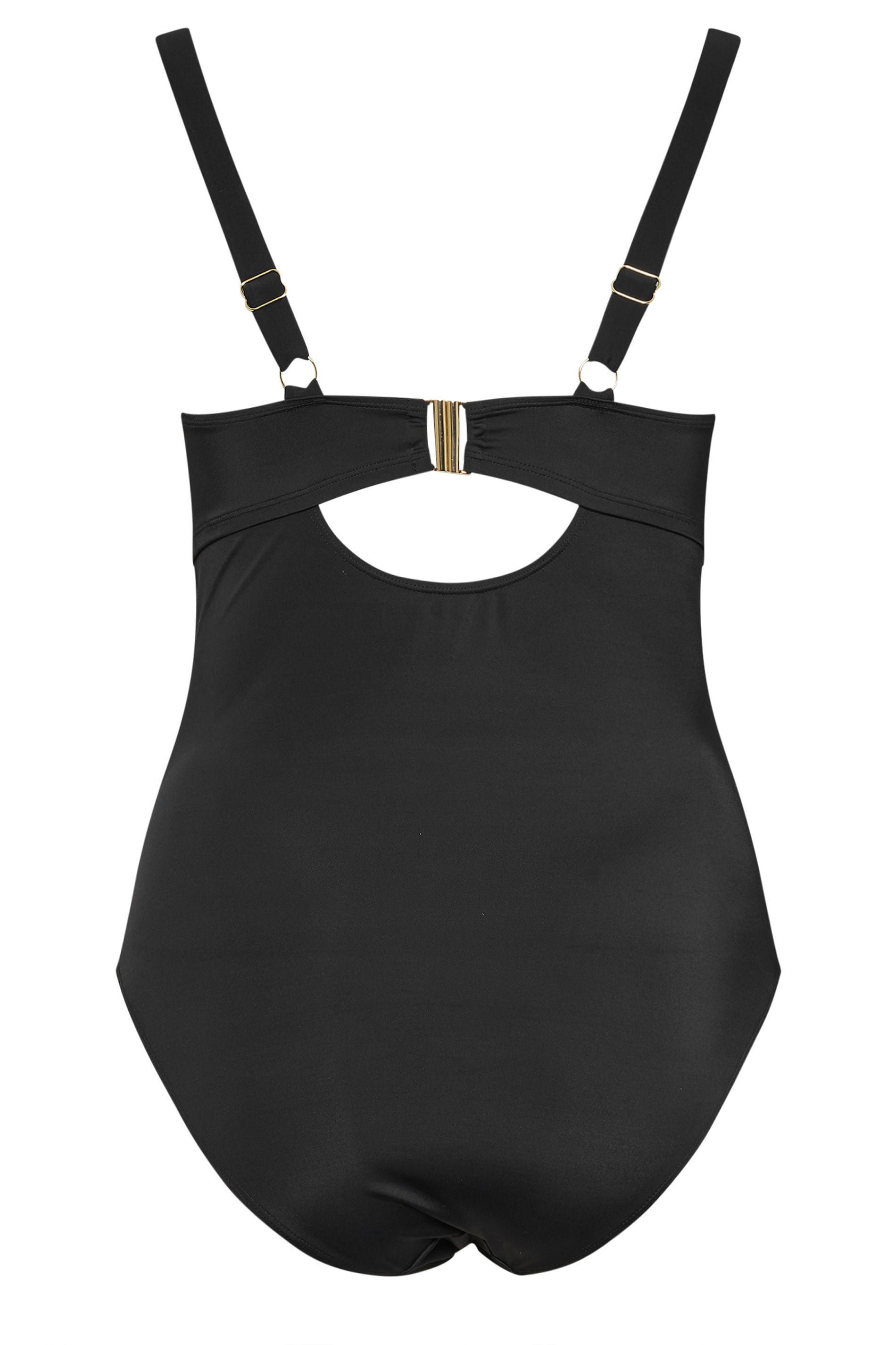 YOURS Plus Size Black Twist Front Premium Underwired Swimsuit | Yours Clothing 8