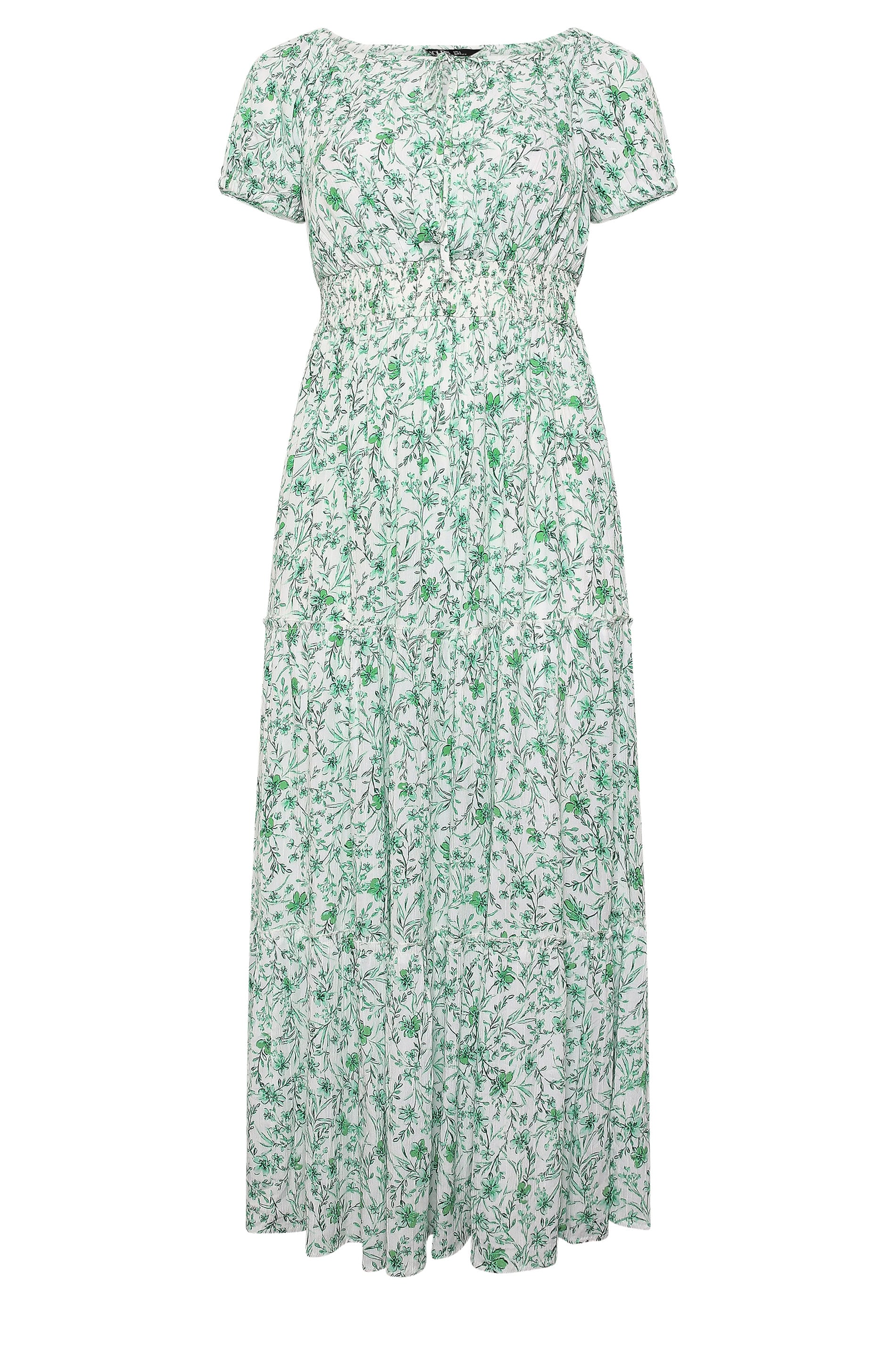 YOURS Plus Size Green Floral Bardot Maxi Dress | Yours Clothing 5