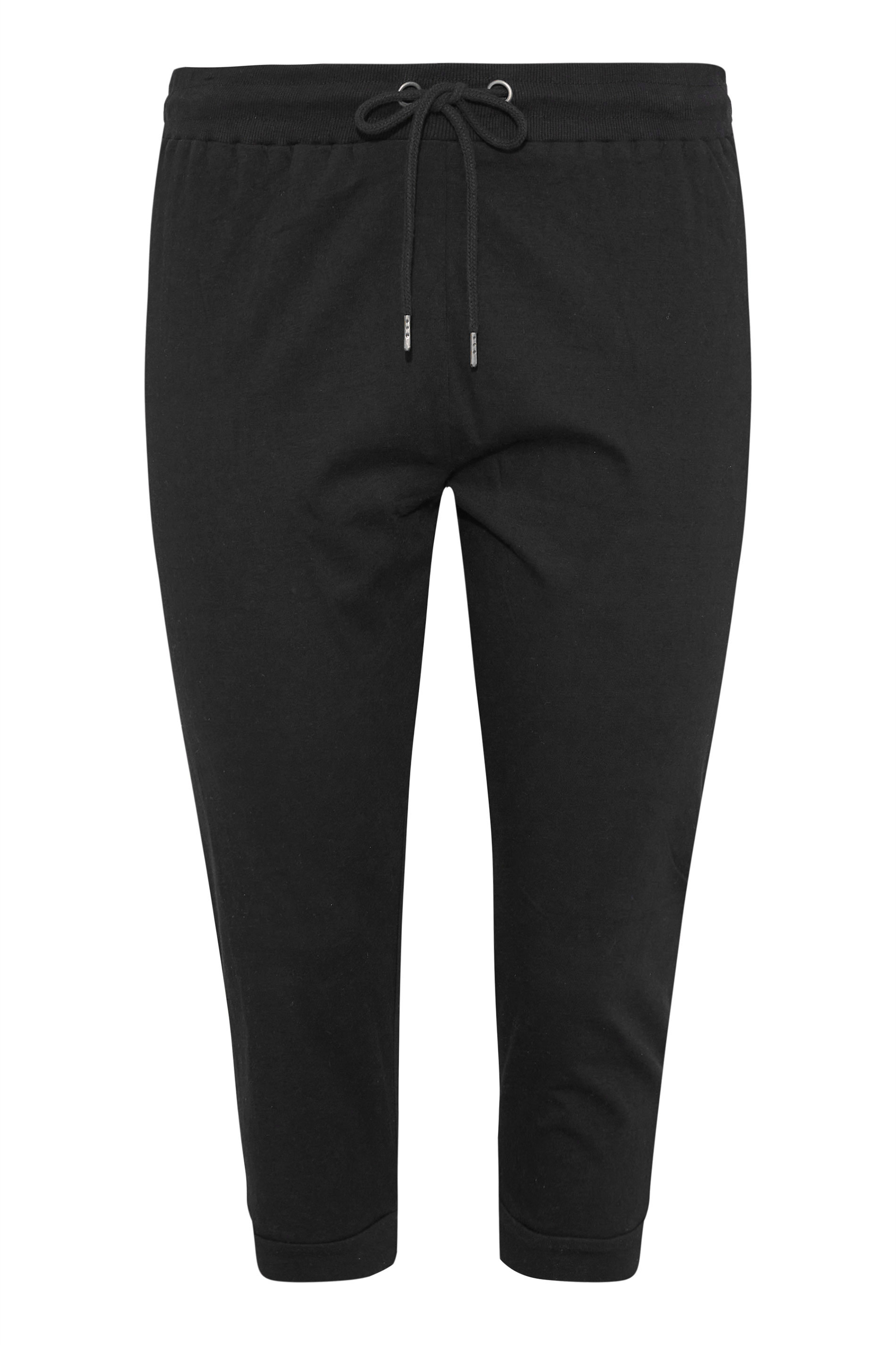 Plus Size Black Cropped Joggers | Yours Clothing 4