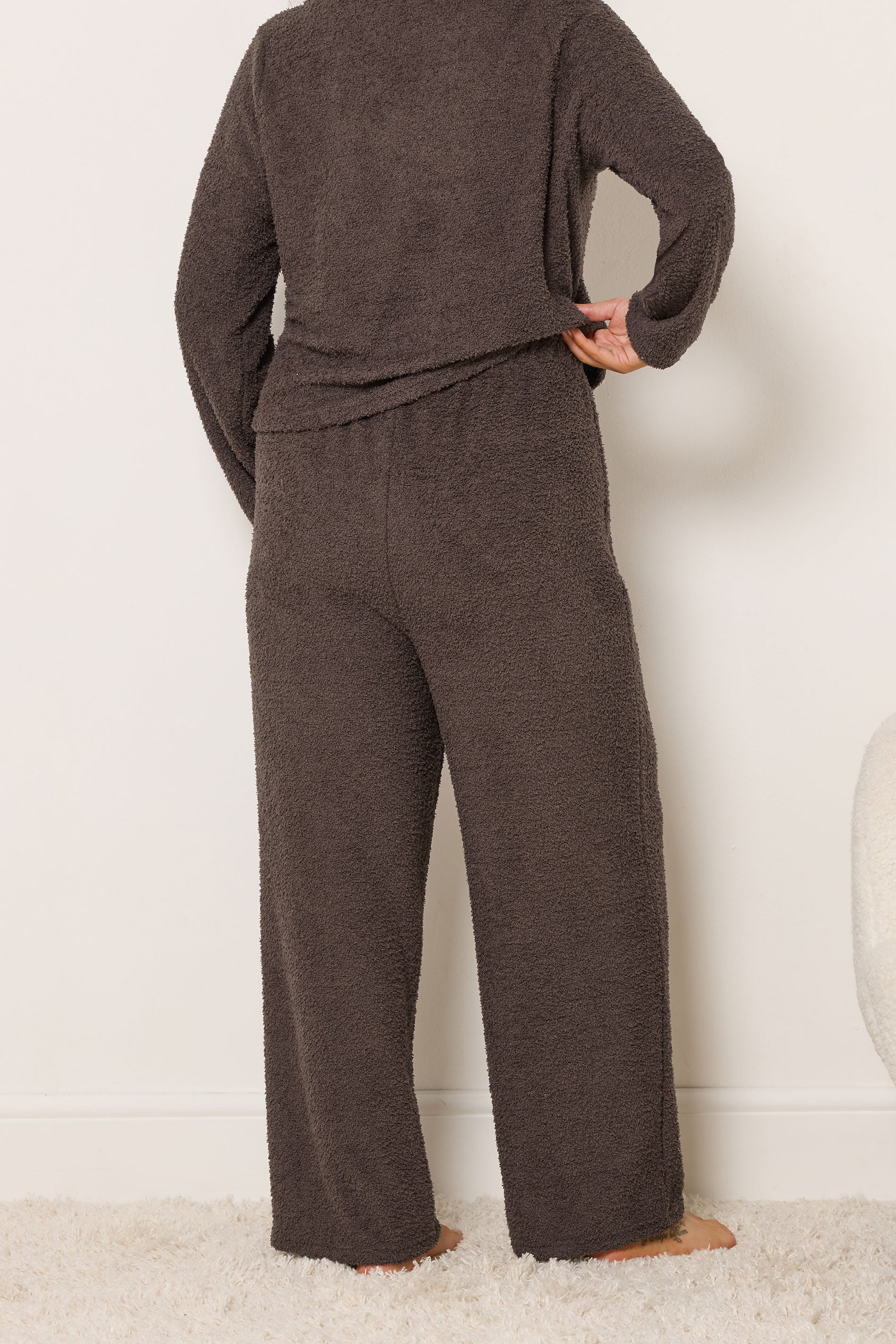 YOURS Plus Size Chocolate Brown Chenille Wide Leg Trousers | Yours Clothing 2