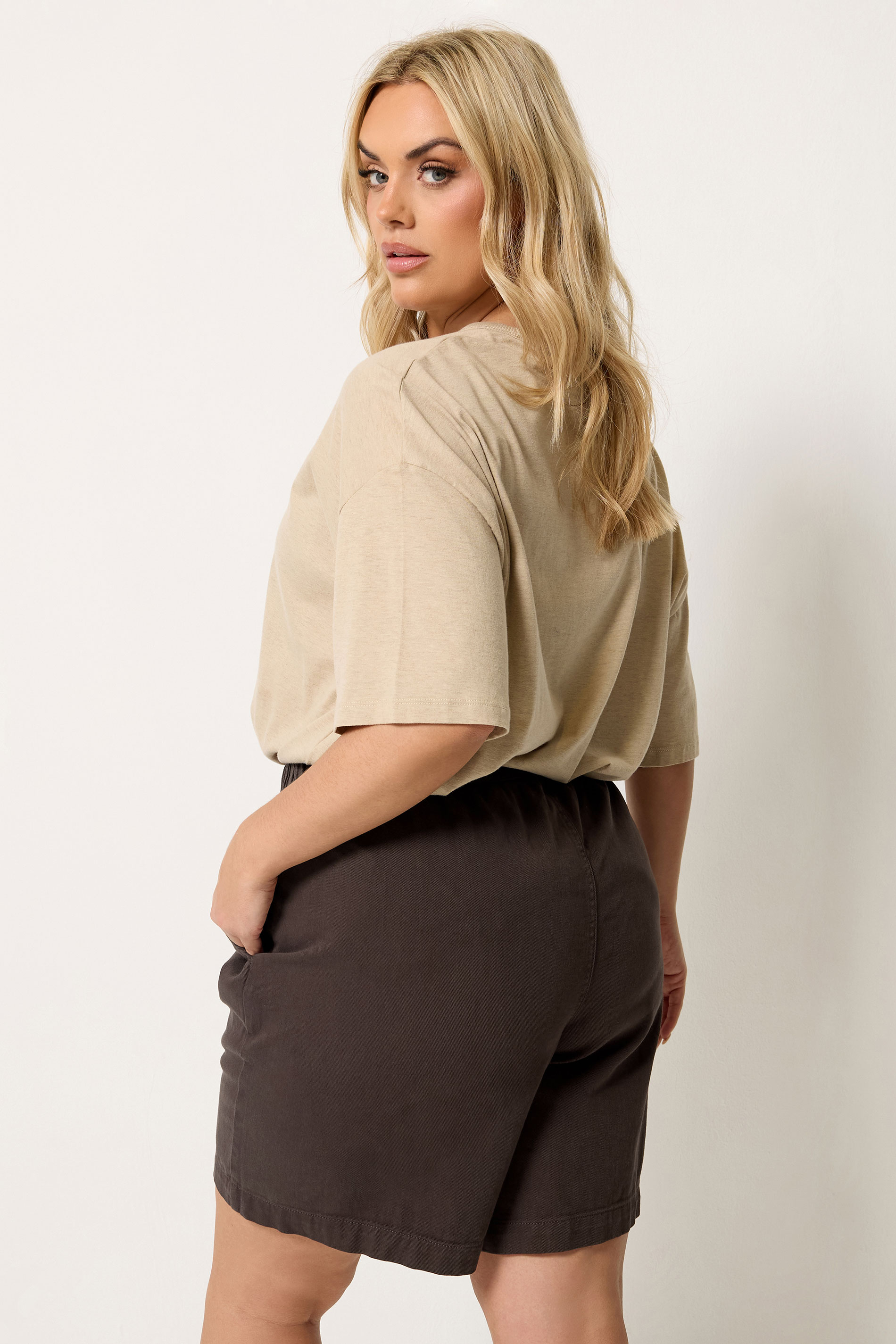 YOURS Plus Size Chocolate Brown Denim Shorts | Yours Clothing 2