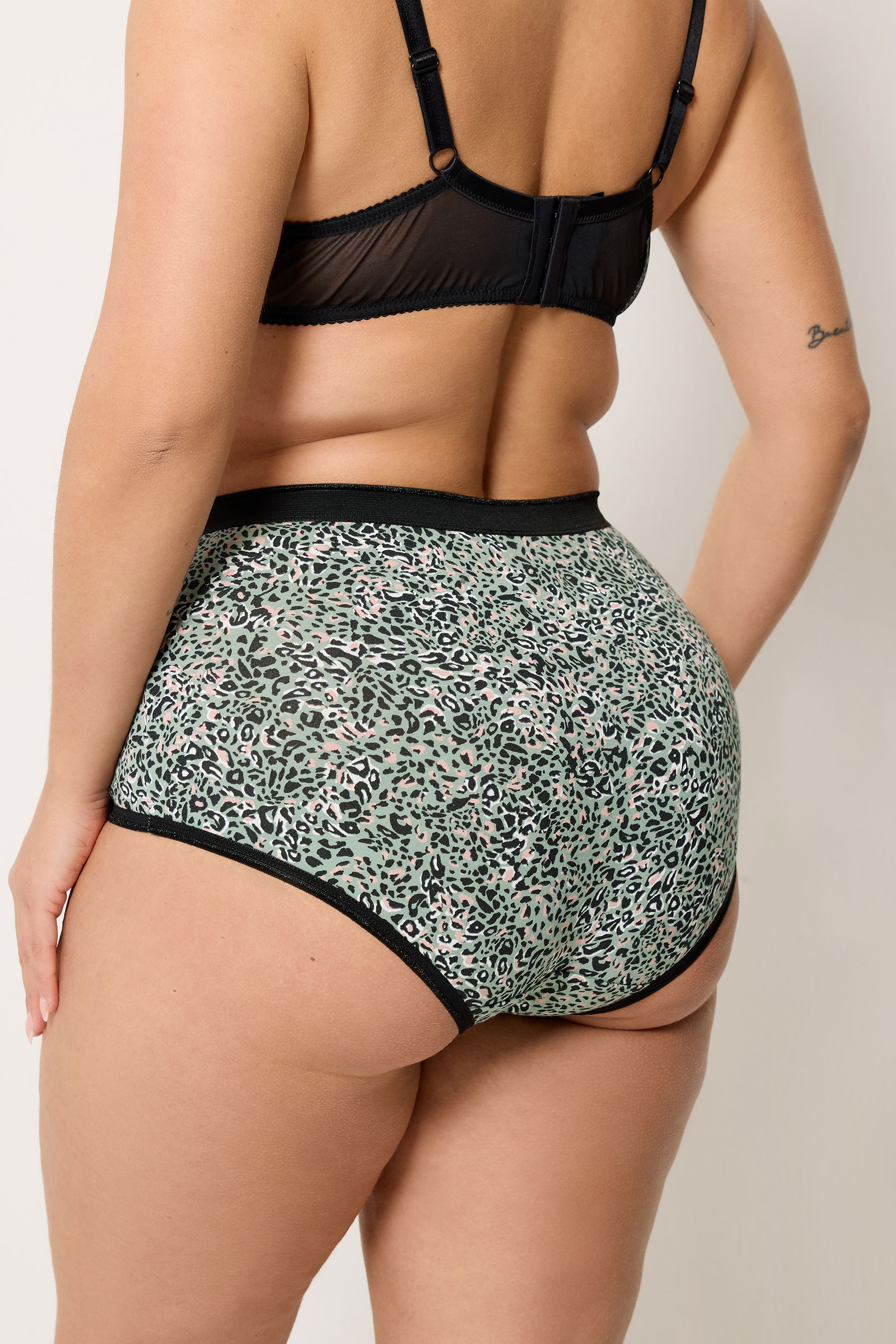 YOURSET 5 PACK Plus Size Black & Khaki Green Animal Print Full Briefs | Yours Clothing 4