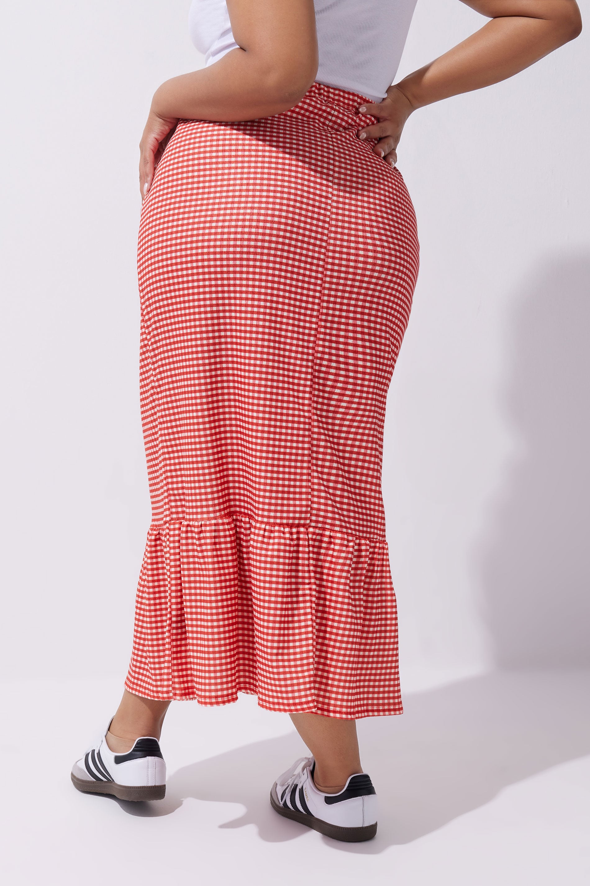 LIMITED COLLECTION Plus Size Red Gingham Print Maxi Skirt | Yours Clothing 2