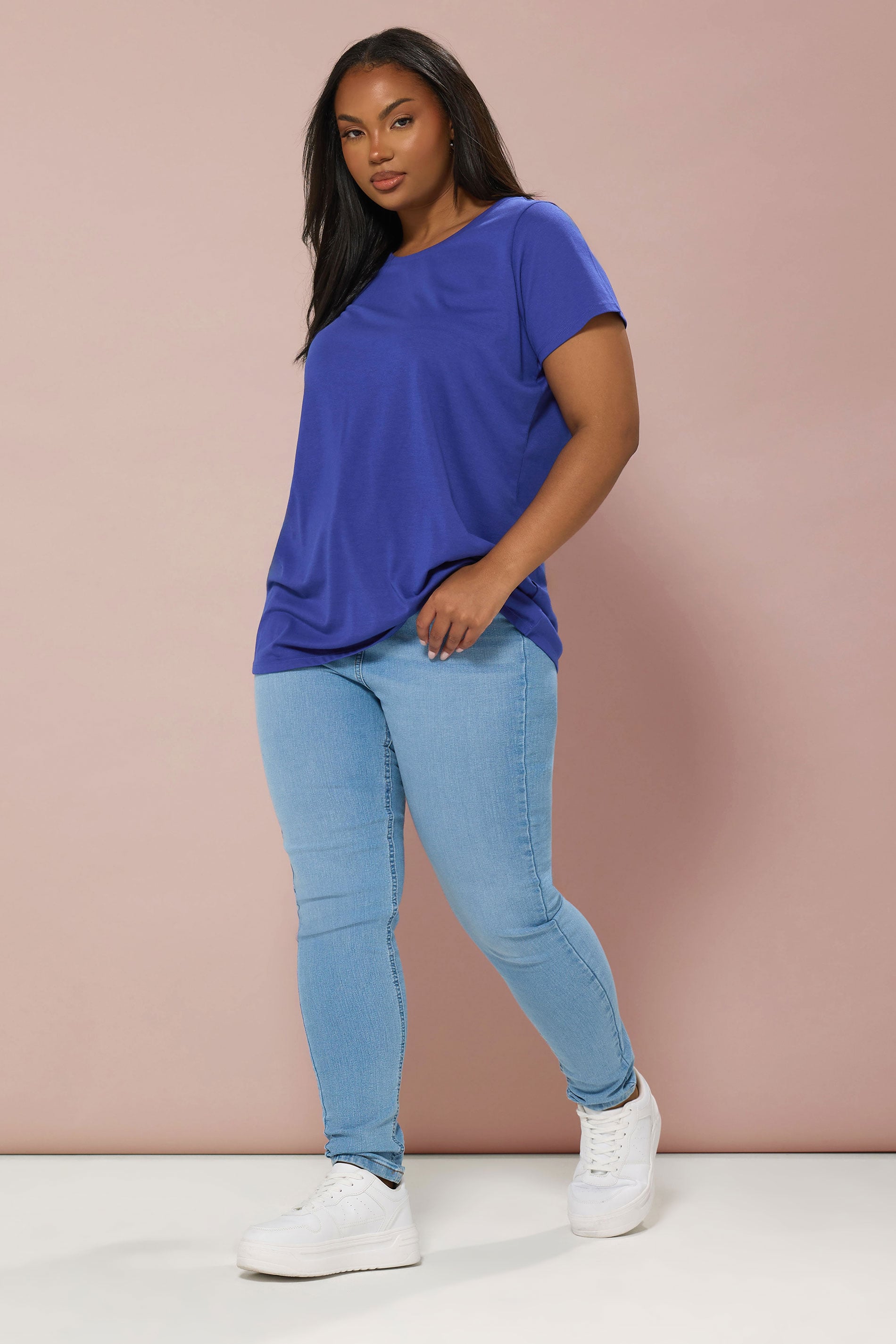 YOURS Plus Size Cobalt Blue Core T-Shirt | Yours Clothing 1
