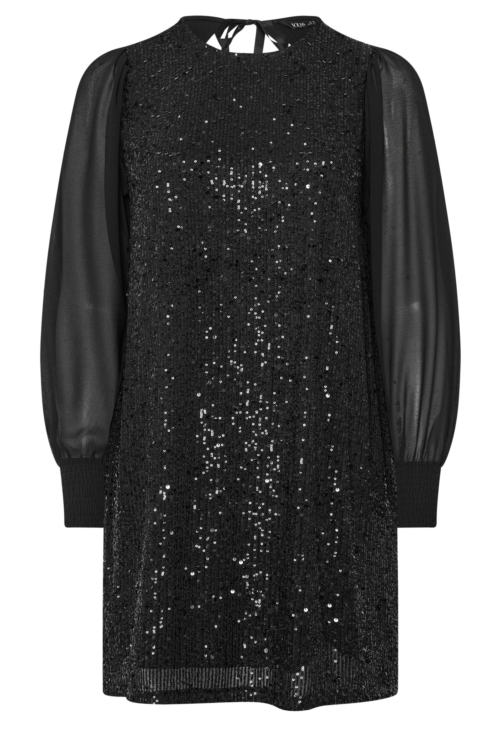YOURS Plus Size Black Sequin Swing Dress | Yours Clothing 7