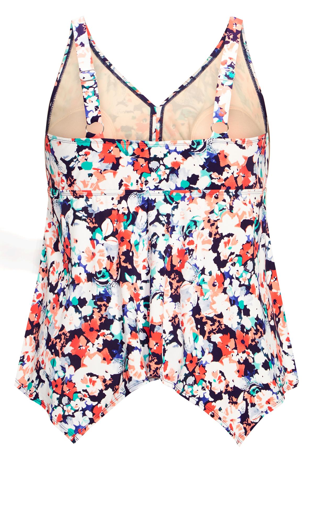 Evans Blue Floral Print Ruffle Tankini | Evans