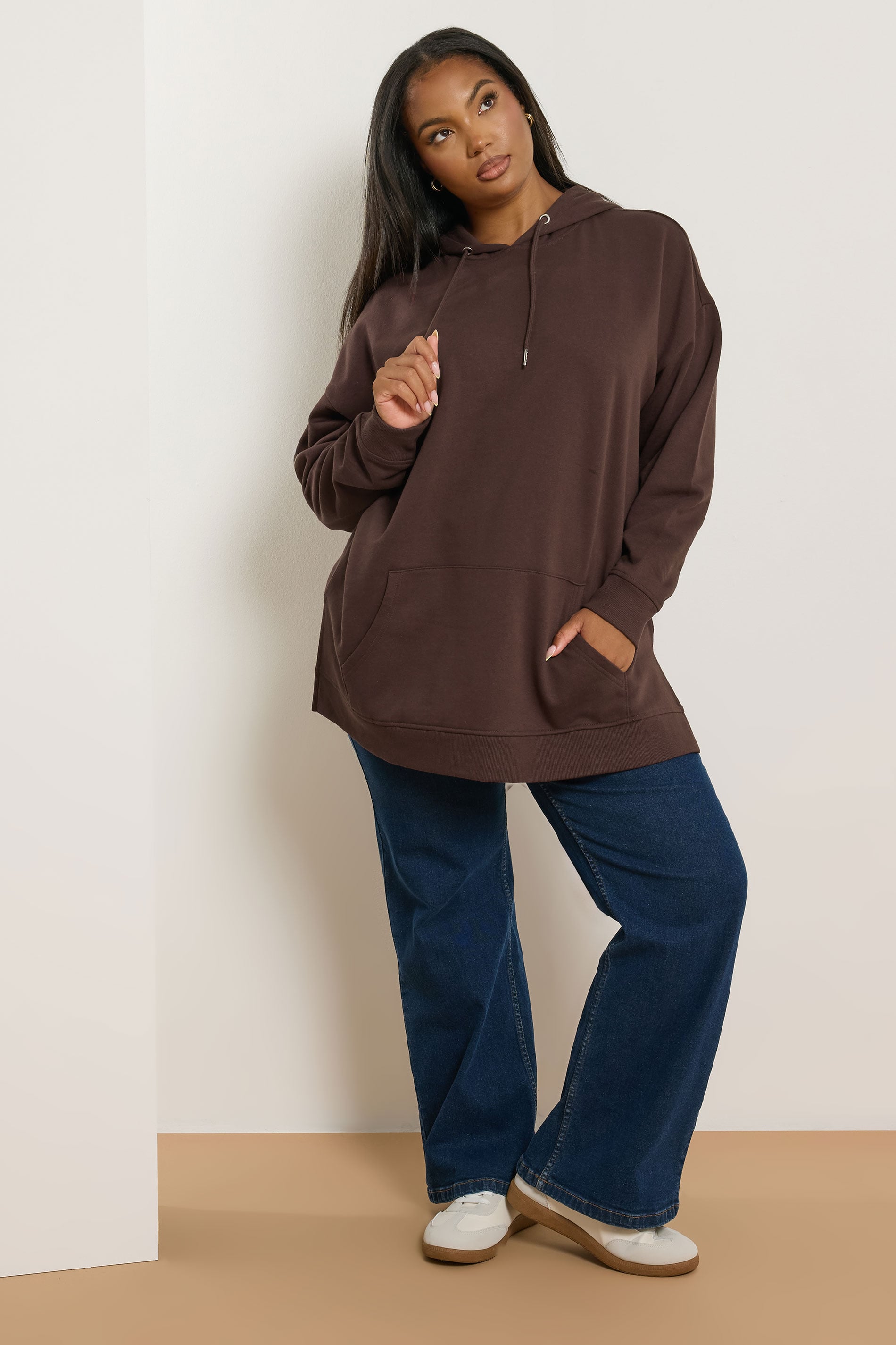 YOURS Plus Size Chocolate Brown Hoodie | Yours Clothing 1