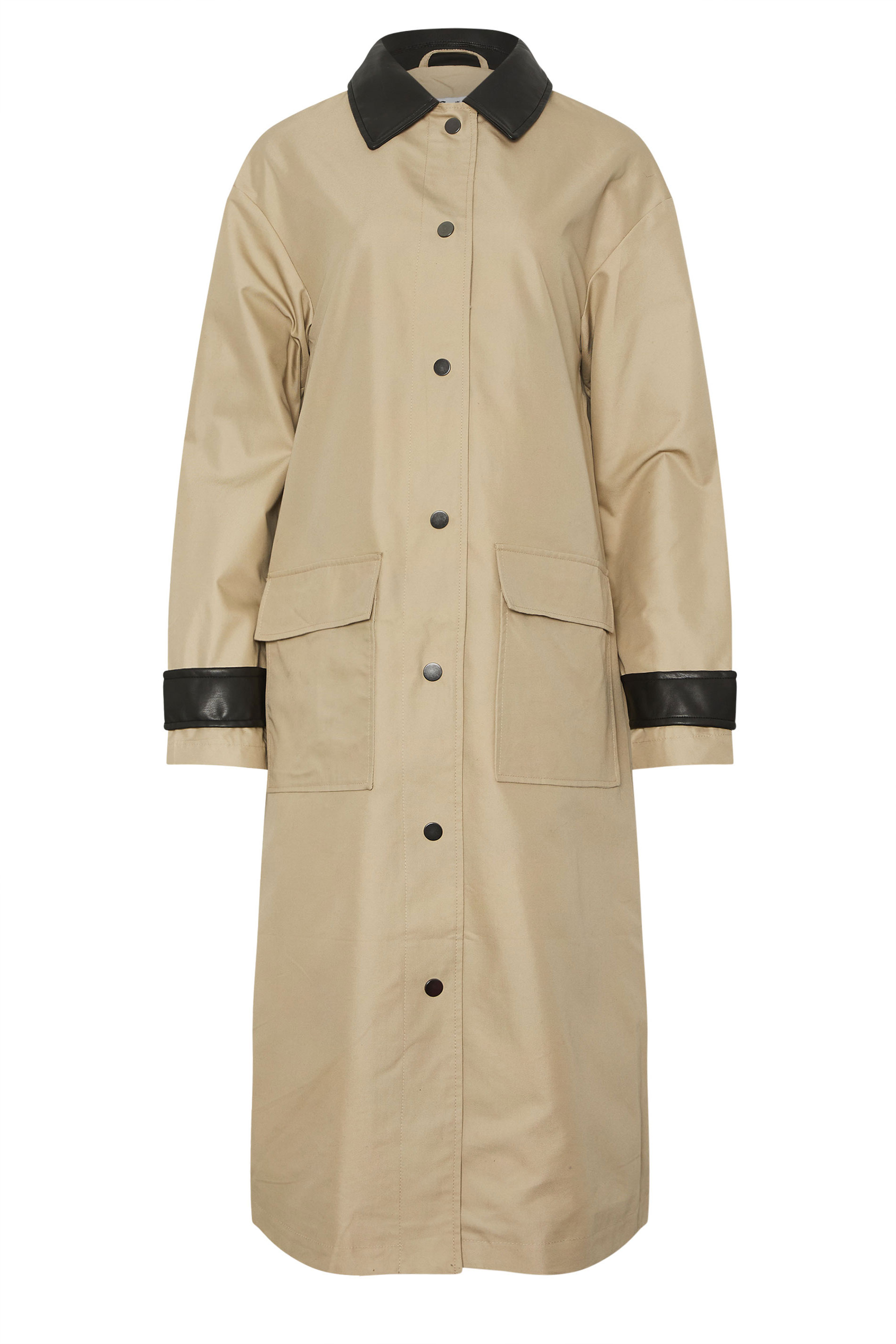 LTS Tall Stone Brown Cotton Longline Car Coat | Long Tall Sally 6