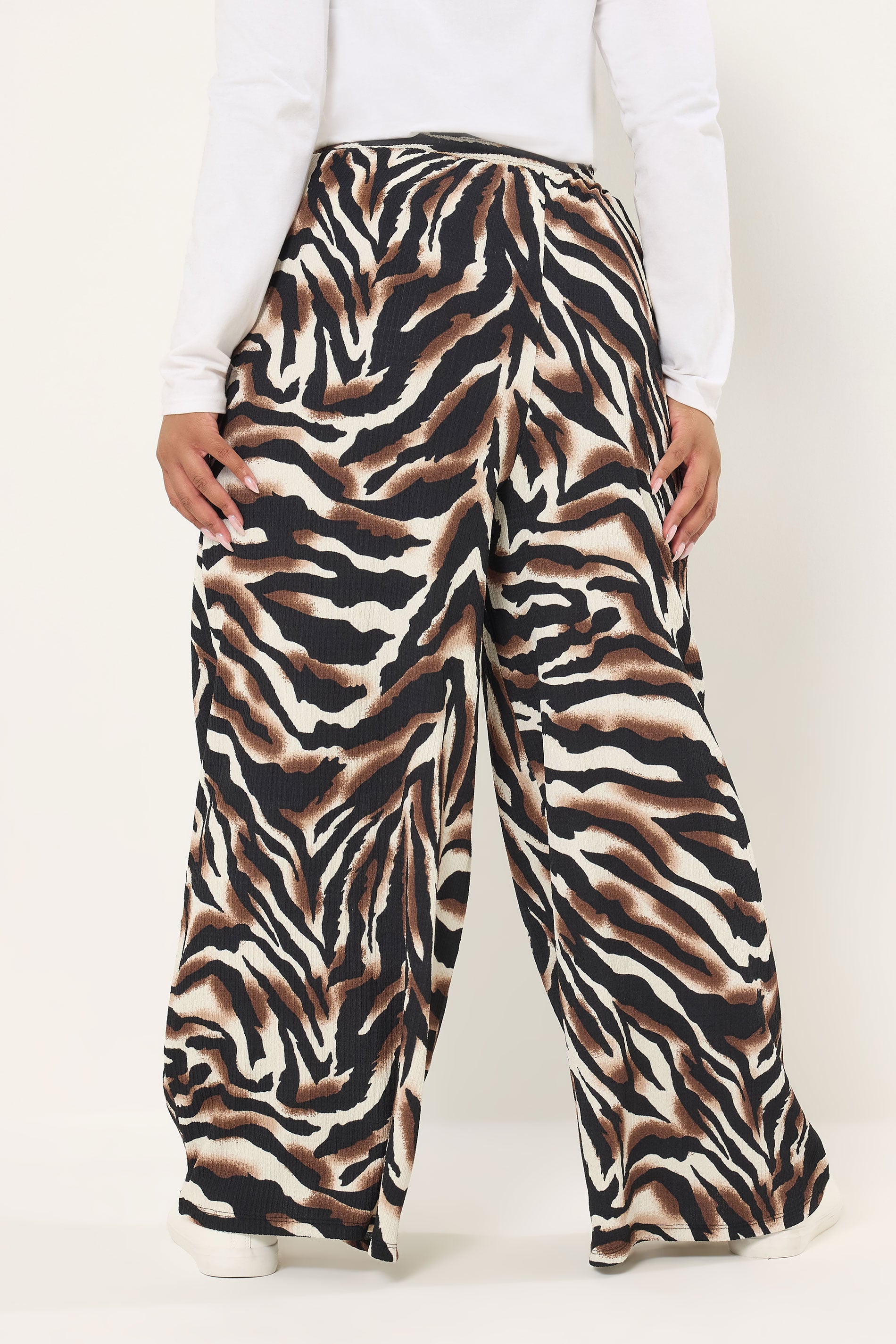 YOURS Plus Size Black Animal Print Trousers | Yours Clothing 2