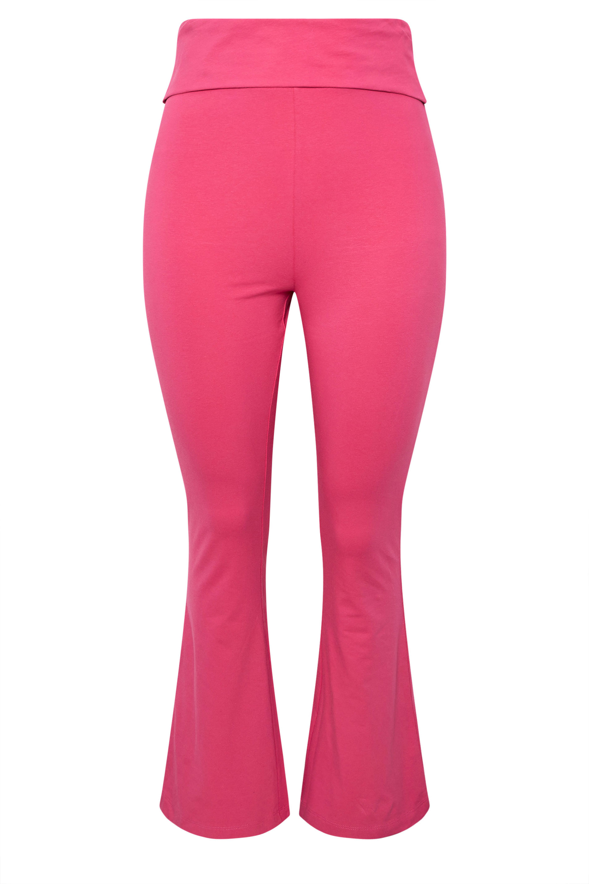 LIMITED COLLECTION Plus Size Hot Pink Fold Over Kick Flare Leggings | Yours Clothing 5