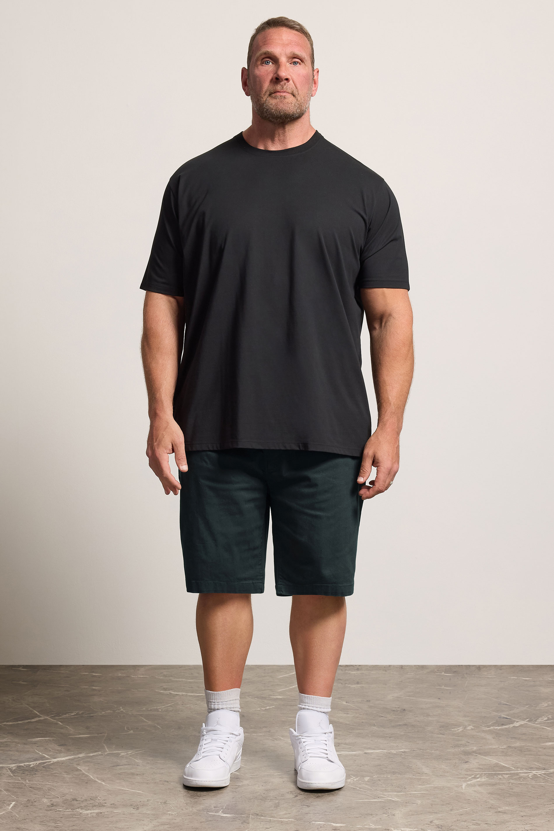 D555 Big & Tall Navy Blue Elasticated Stretch Shorts | BadRhino 1