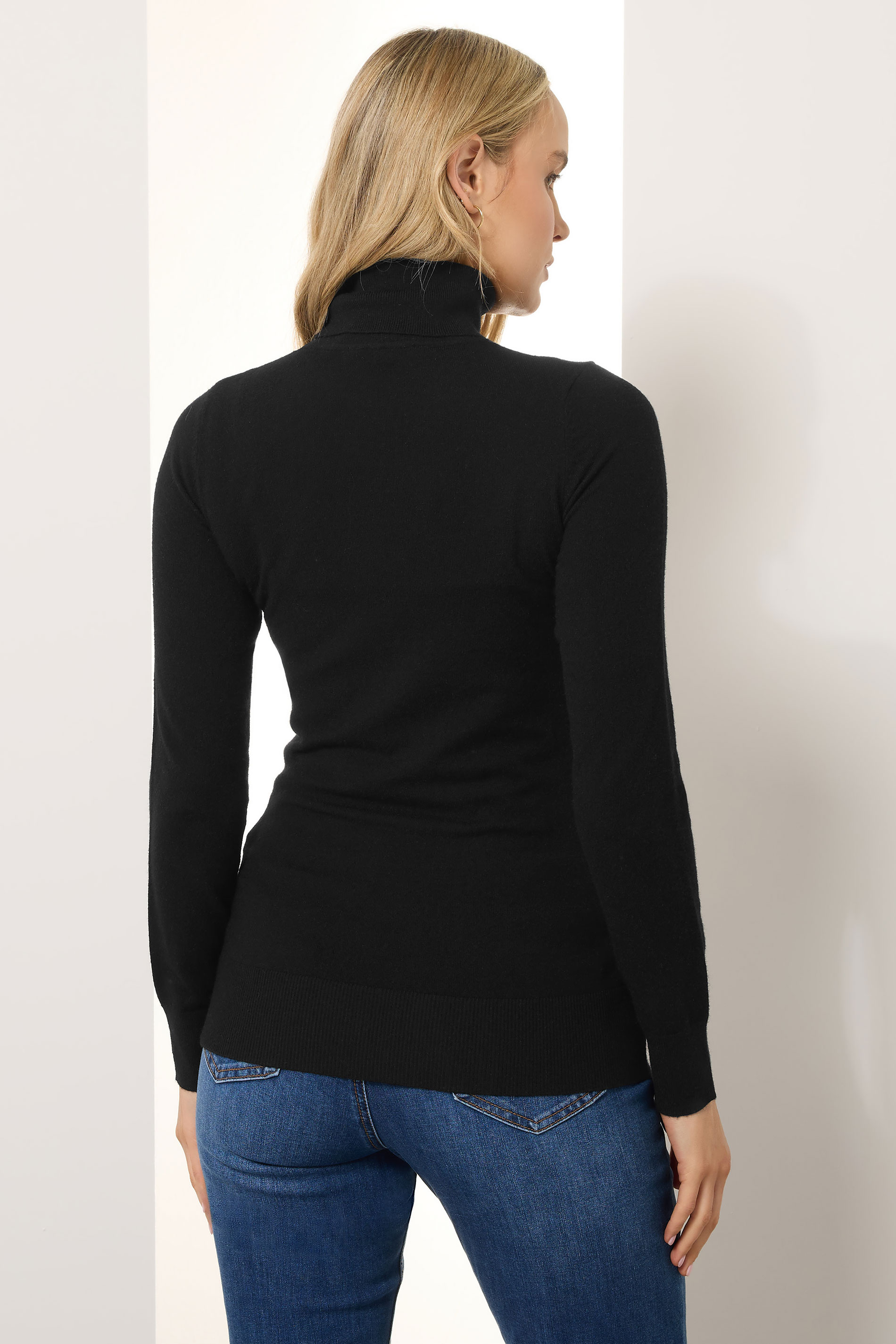 LTS Tall Black Knitted Roll Neck Jumper | Long Tall Sally 2