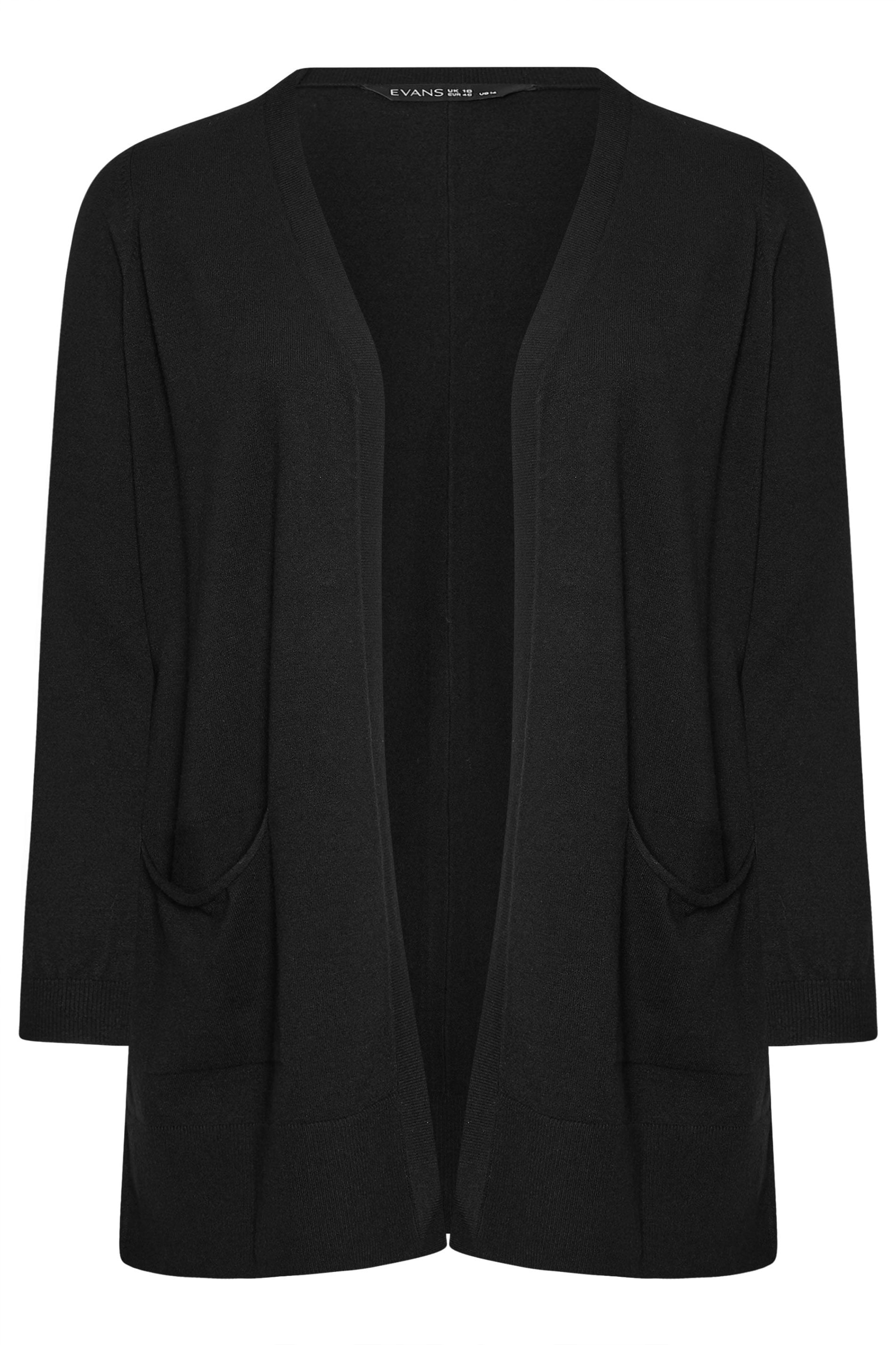 EVANS Plus Size Black Premium Pocket Front Cardigan | Evans  6