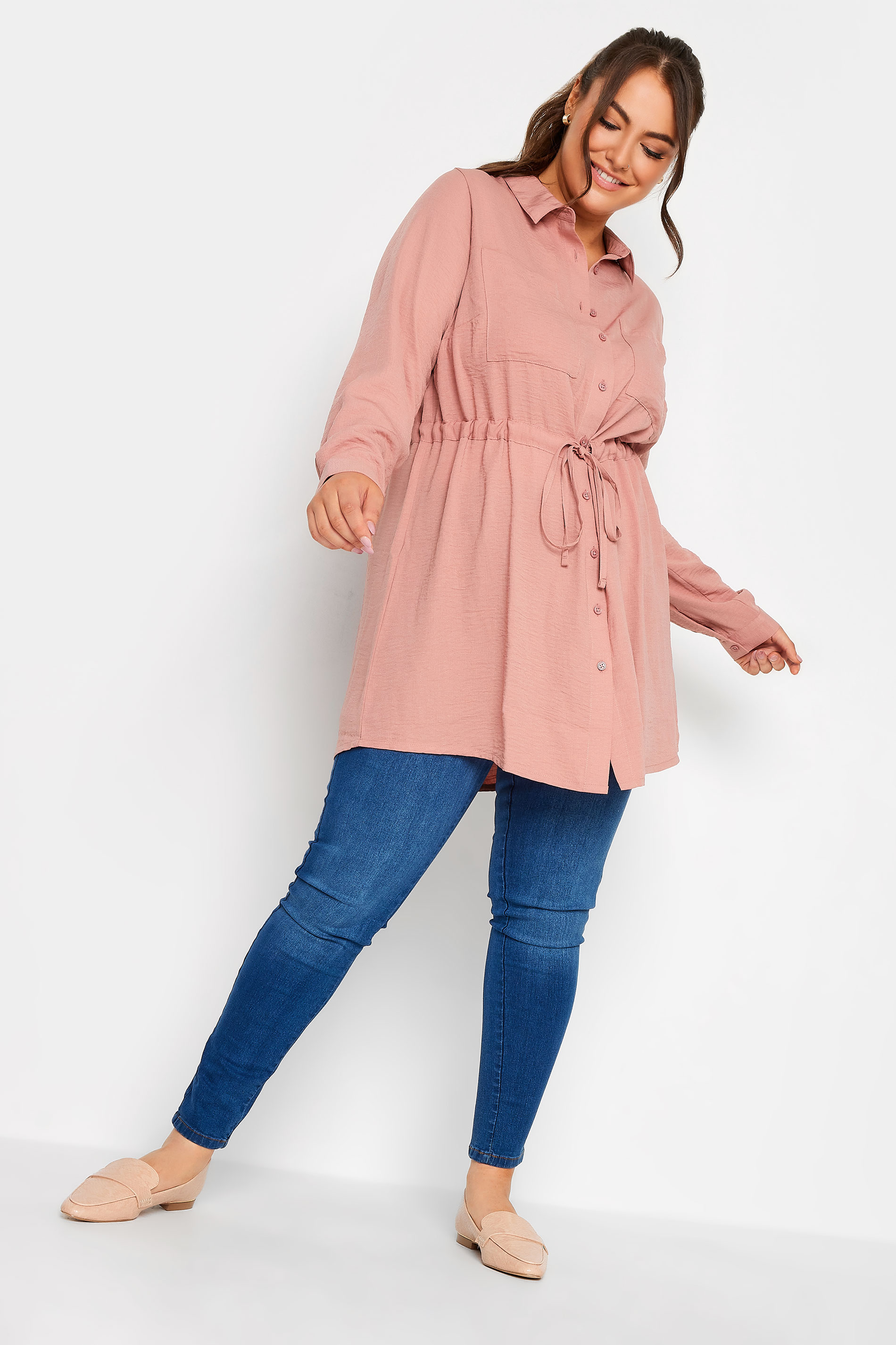 YOURS Curve Plus Size Pink Utility Tunic Shirt | Yours Clothing  3