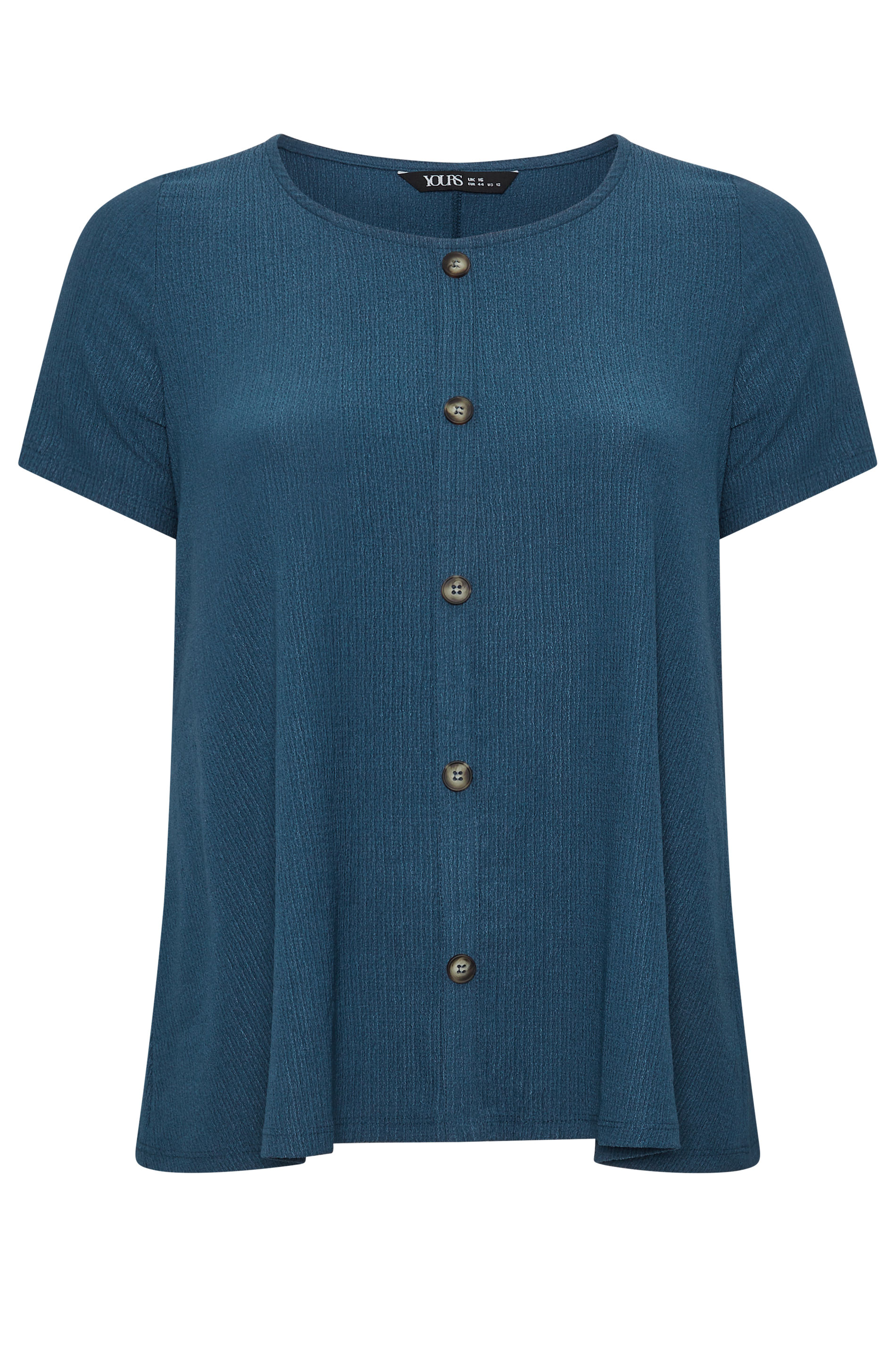 YOURS Plus Size Blue Crinkle T-Shirt | Yours Clothing 5