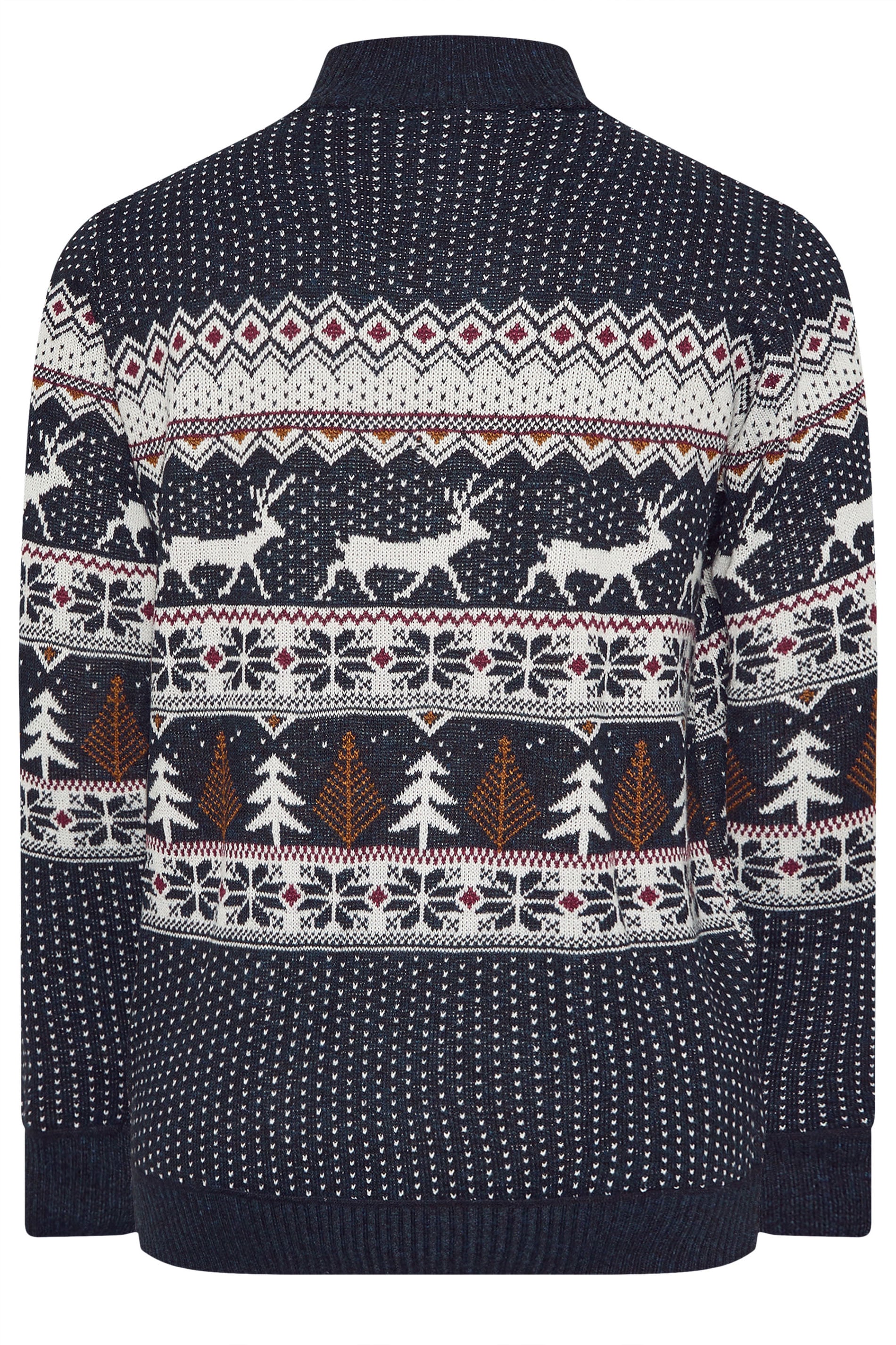 D555 Big & Tall Navy Blue Christmas Quarter Zip Jumper | BadRhino 4